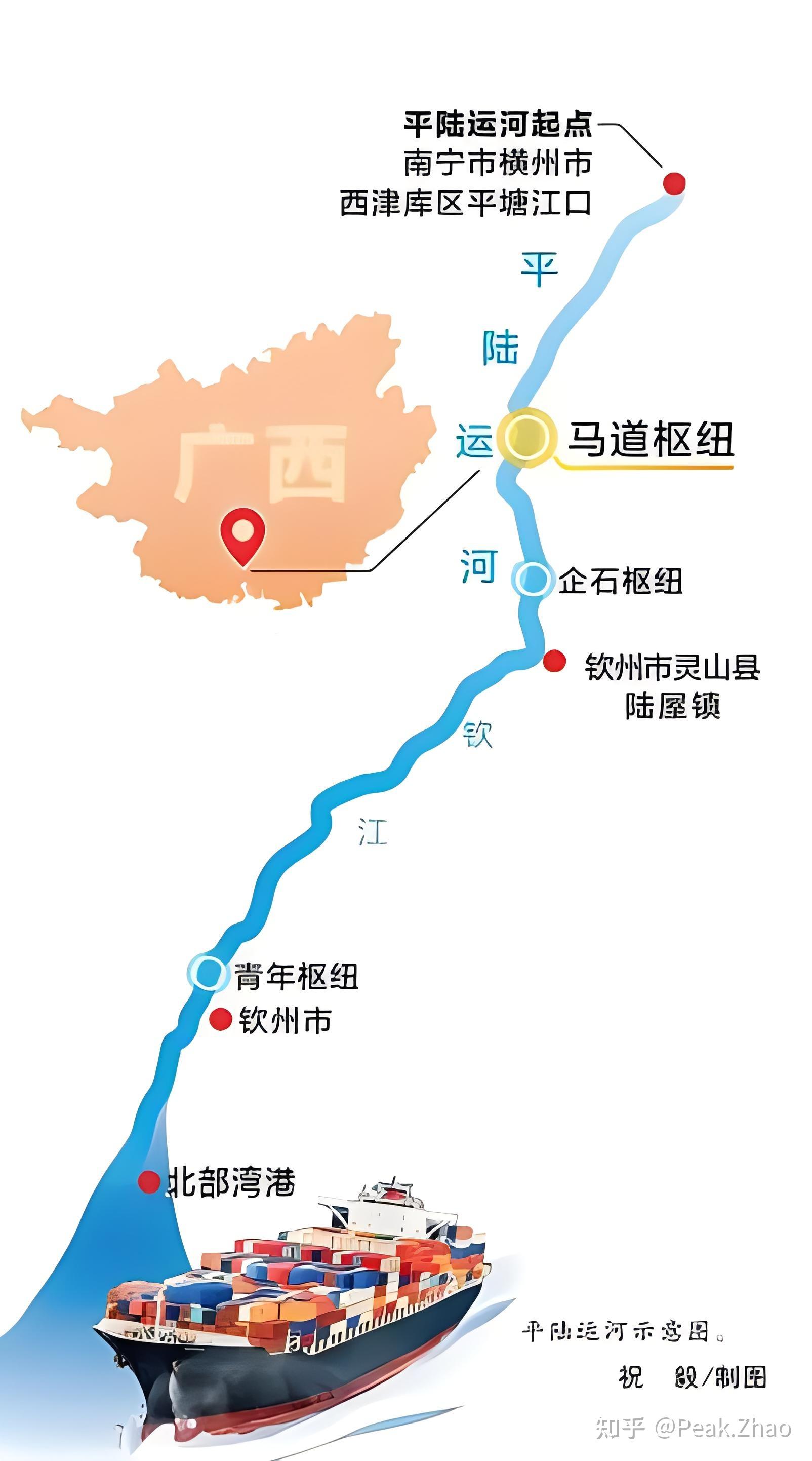 到江西的浙赣粤运河京杭大运河富宁港出海走向示意图东风渠流经路线