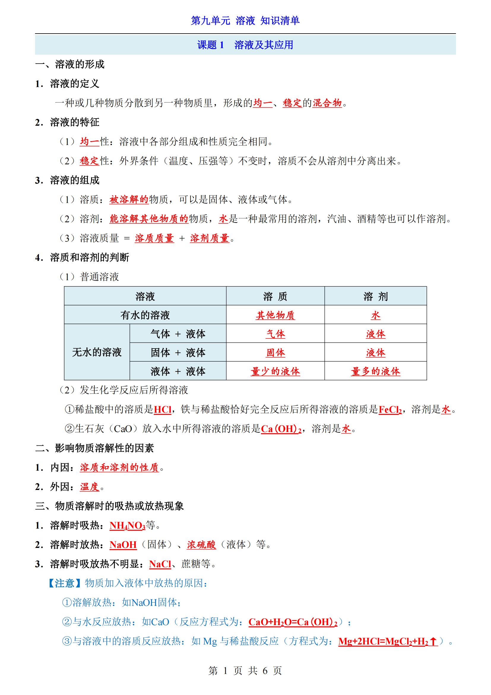 包含九年级化学基础知识背诵内容整理的词条 包含九年级化学基础知识背诵内容整理的词条