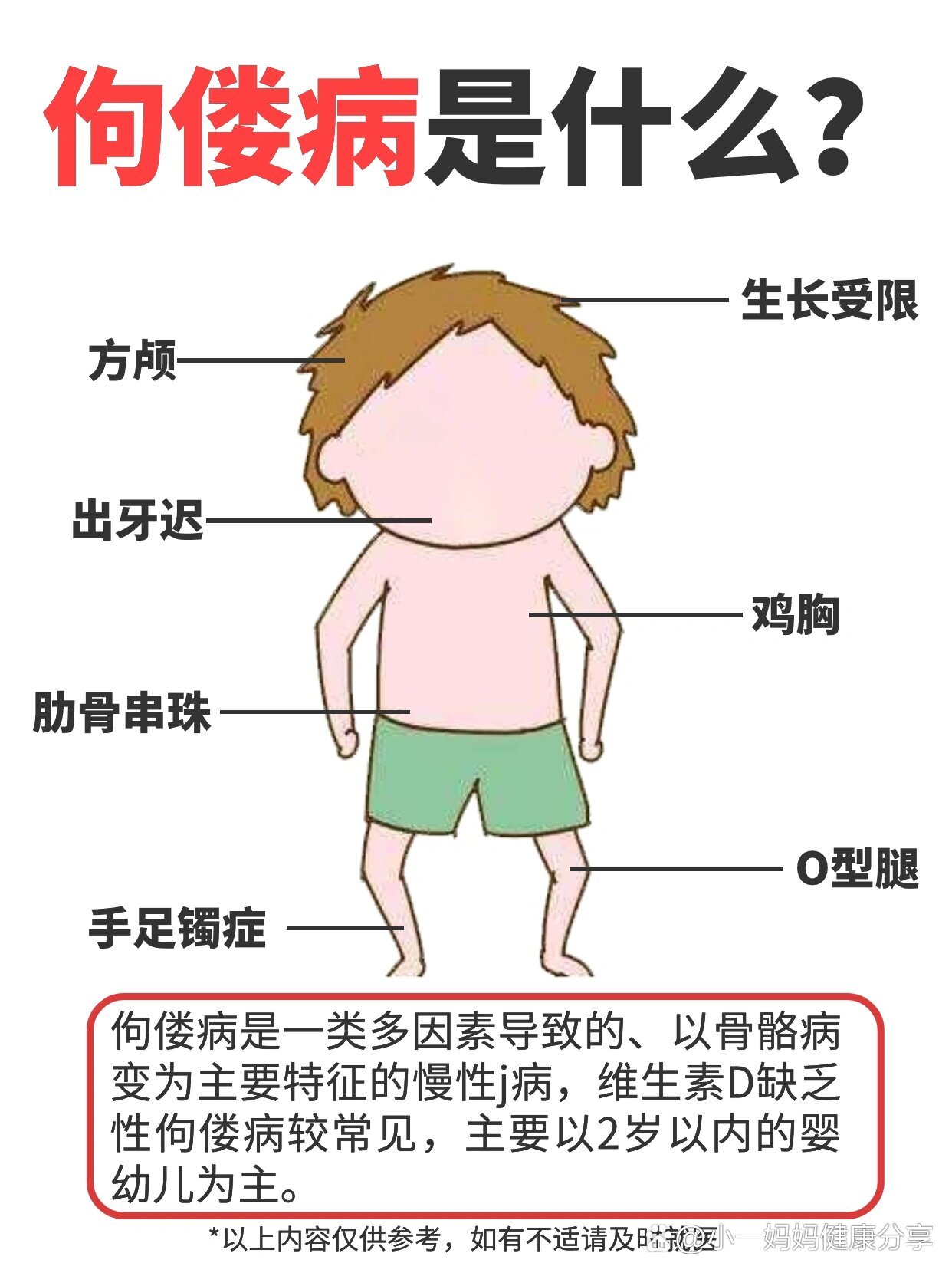 佝偻病小孩有什么症状?