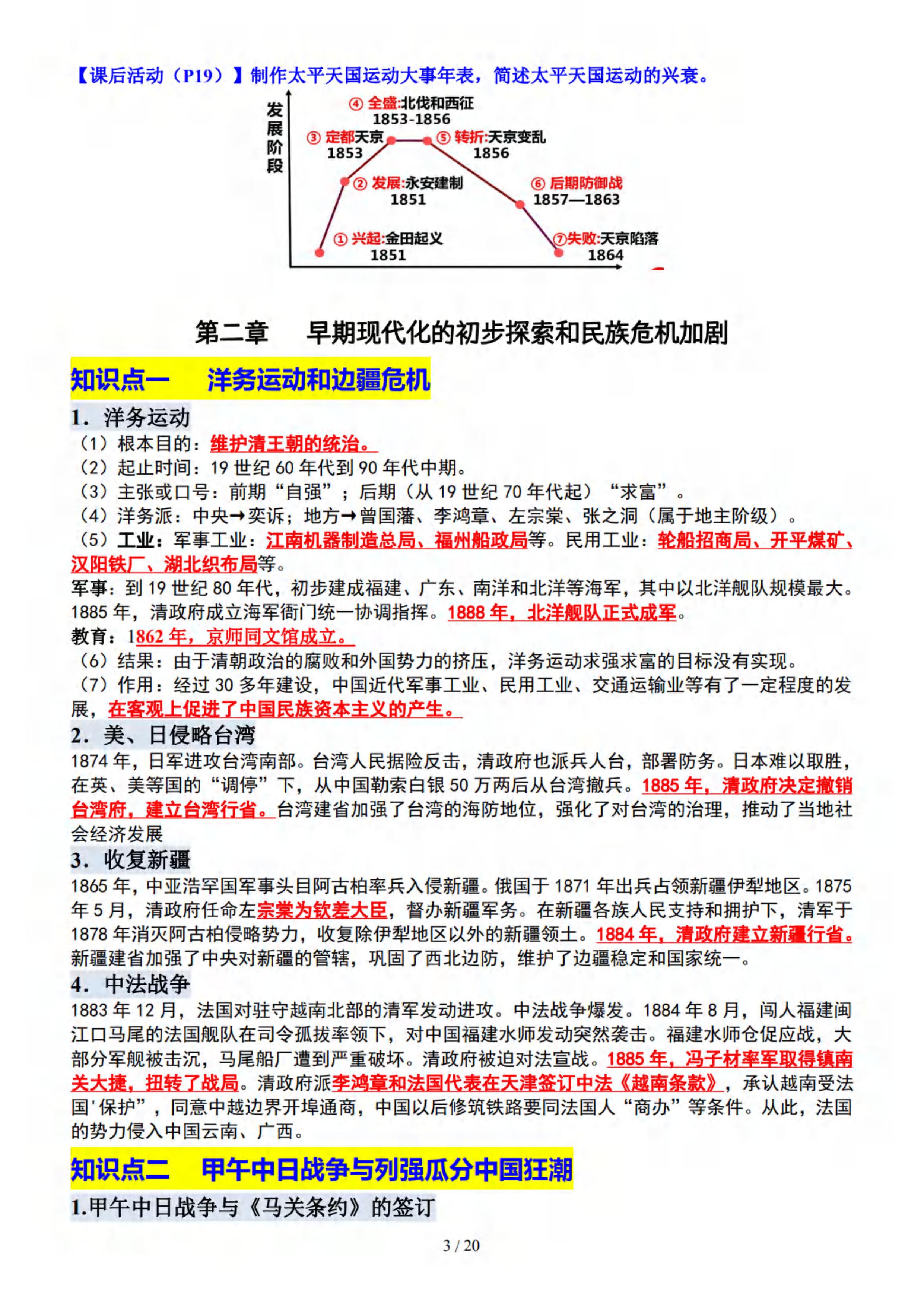 八年级上册历史单元知识梳理(八年级上册历史单元测试卷及答案)