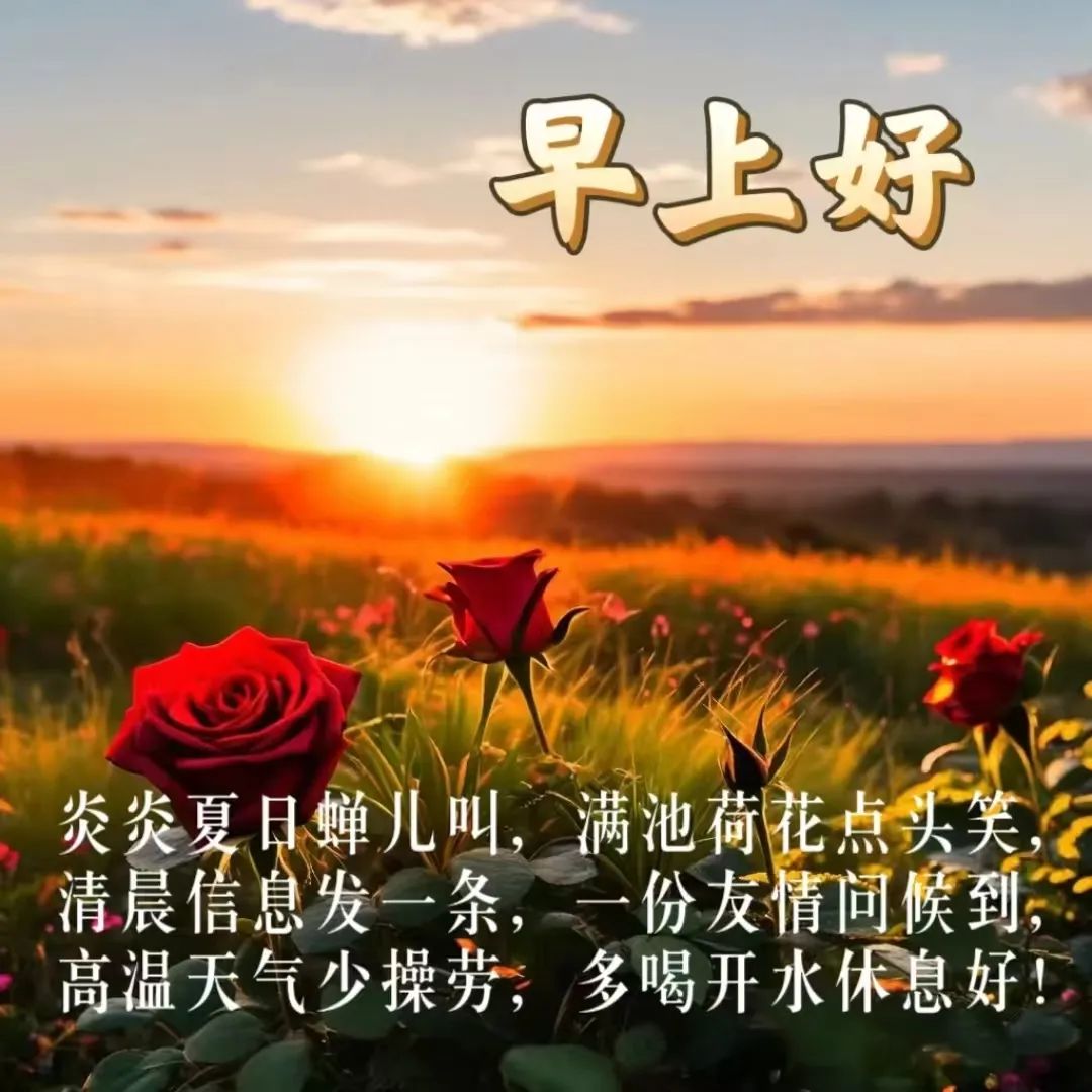 炎热夏天早安早上好祝福语图片大全,夏日早安问候语句子