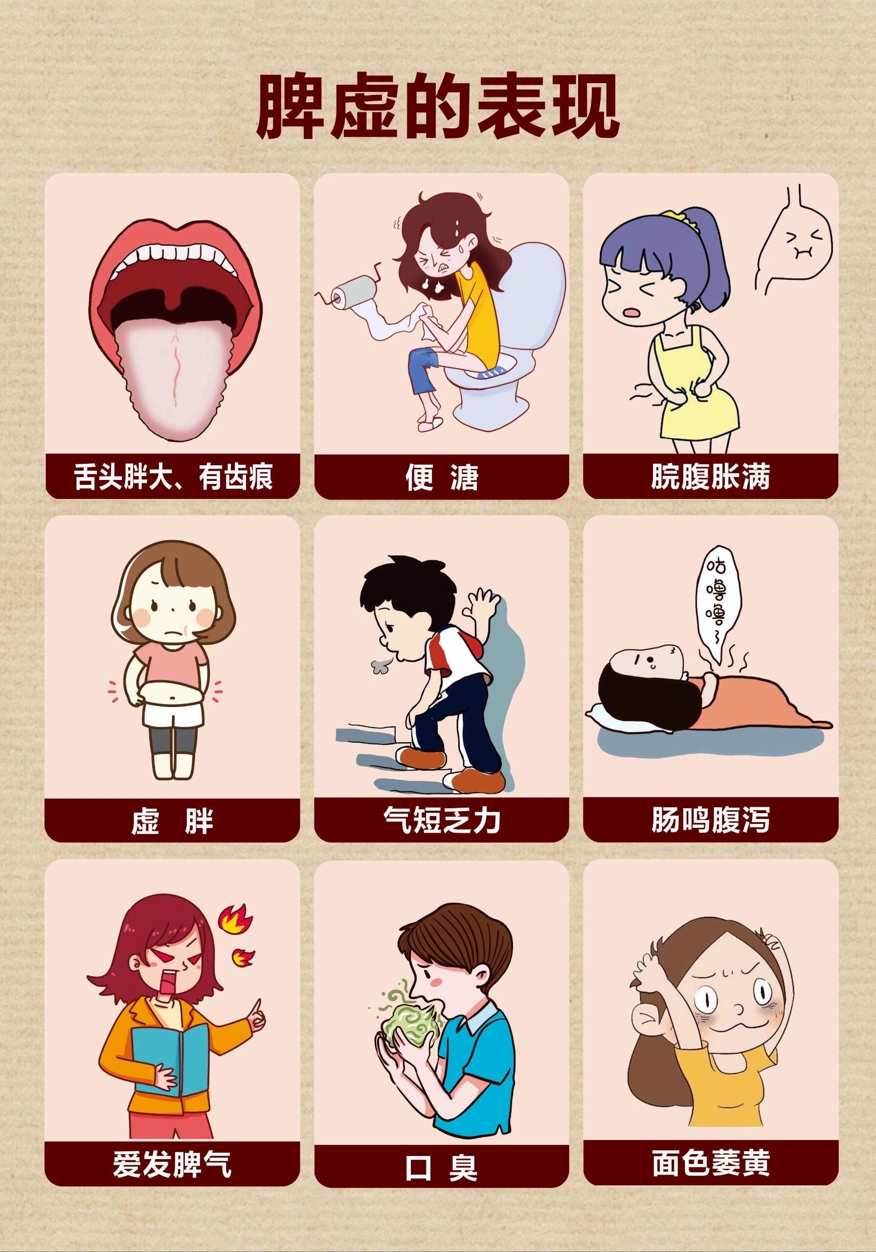 脾虚表现多样,像没胃口,腹胀,没力气等