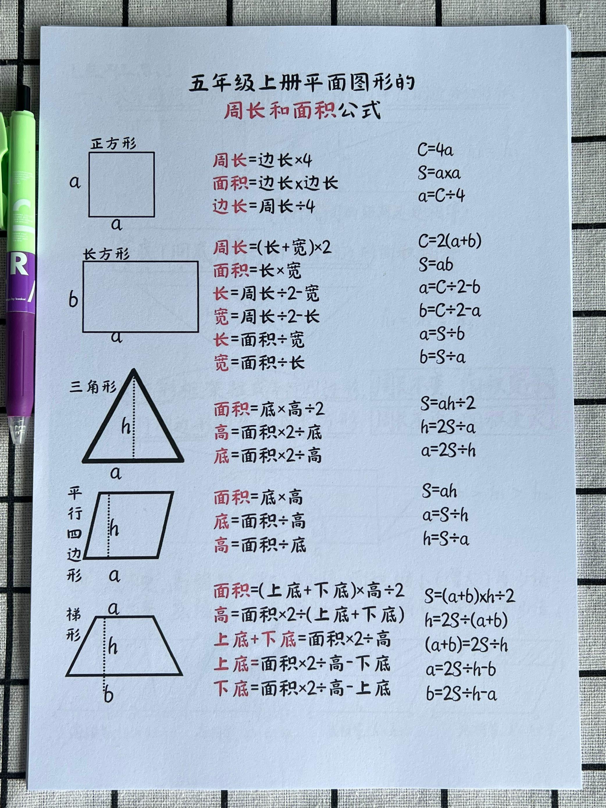 五上数学多边形面积,暑假吃透开学稳拿高分