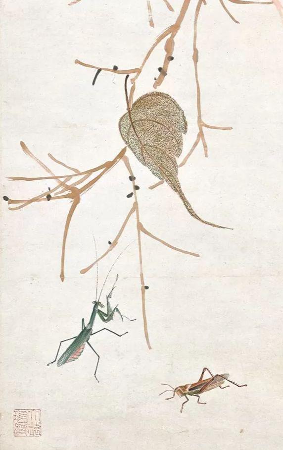 如何鉴定齐白石衰年画的贝叶草虫立轴,一级书画鉴定师齐白石书画院