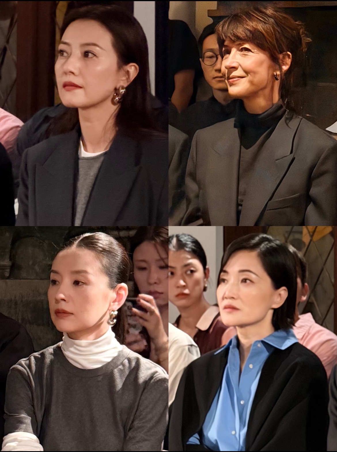 一眼就能看出来 高圆圆董洁和郭柯宇去看秀 一脸的生人勿近的样子
