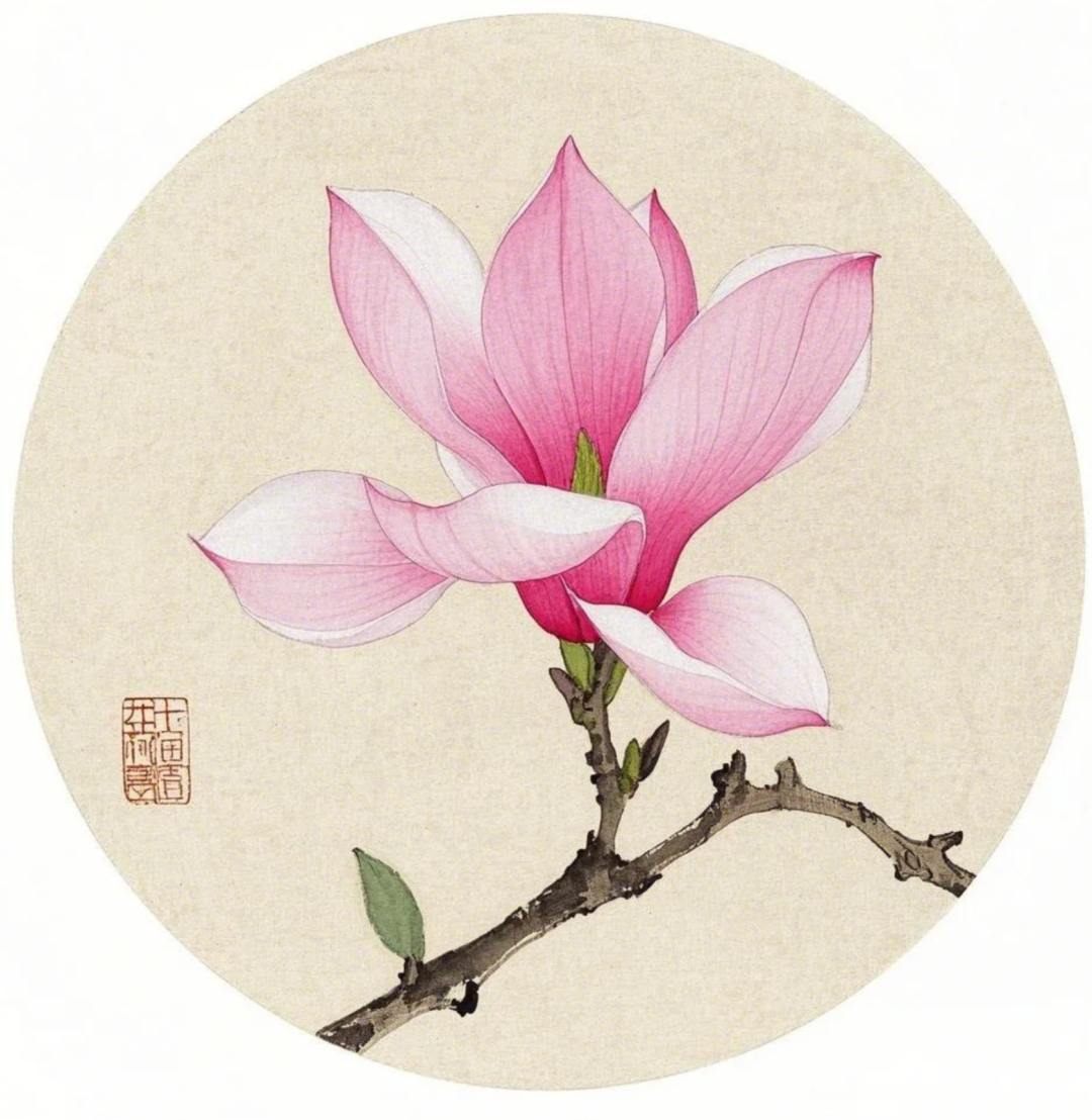 这些国画玉兰花,很适合临摹