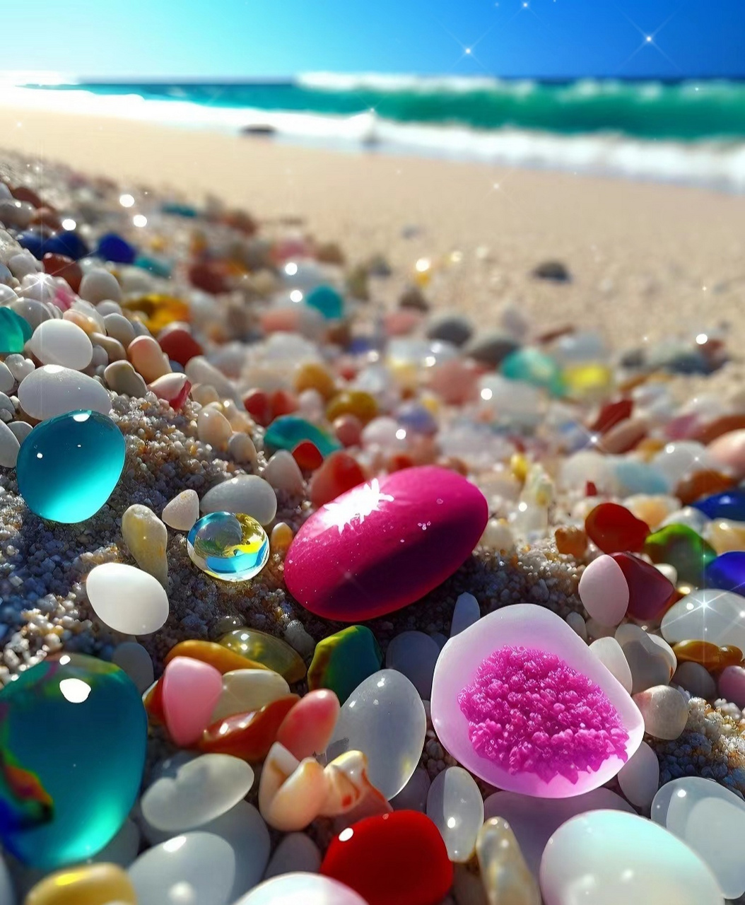 漂亮的七彩石沙滩#晒出上学时的你