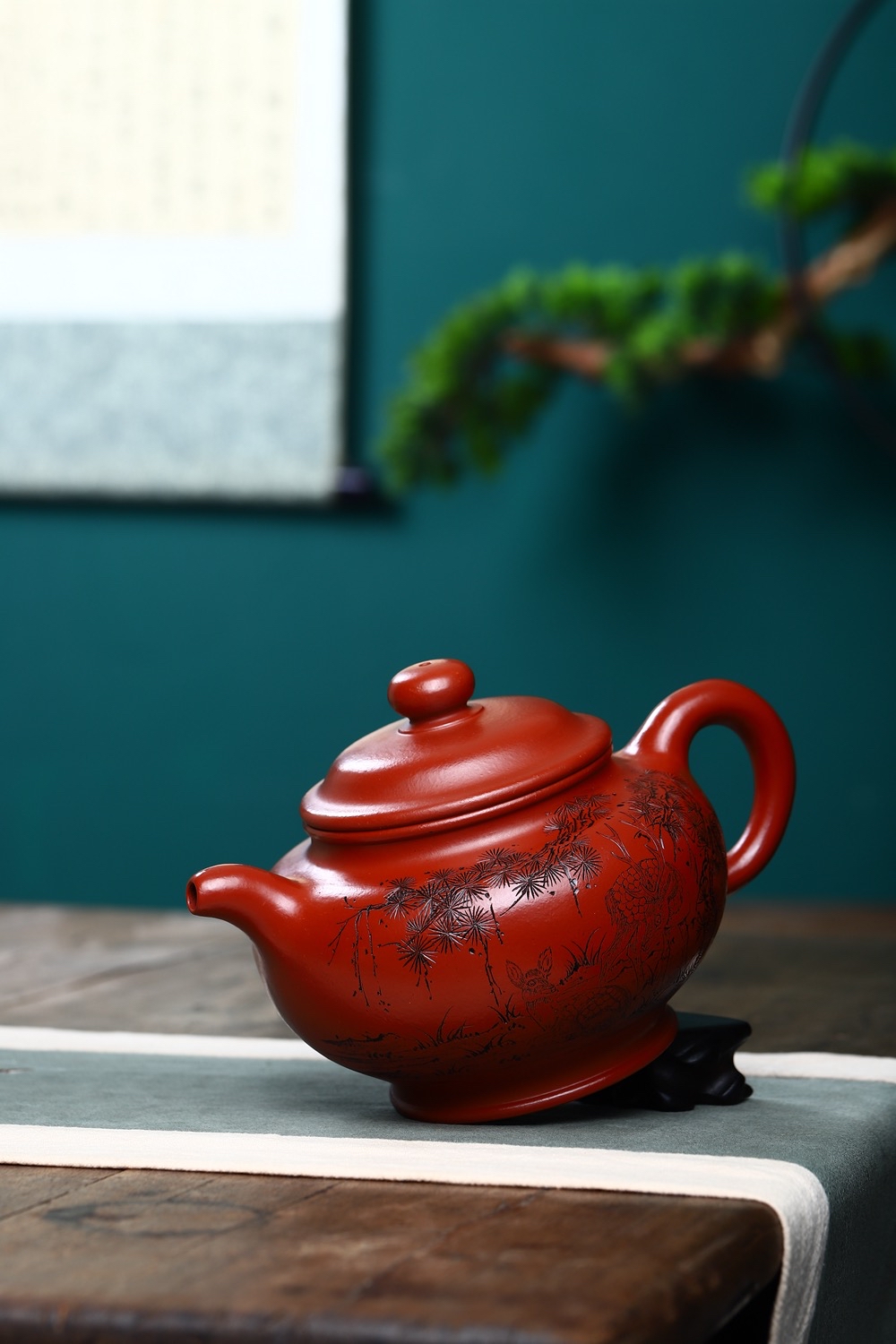 宜兴紫砂壶沈建军全手工掇只原矿大红袍760cc