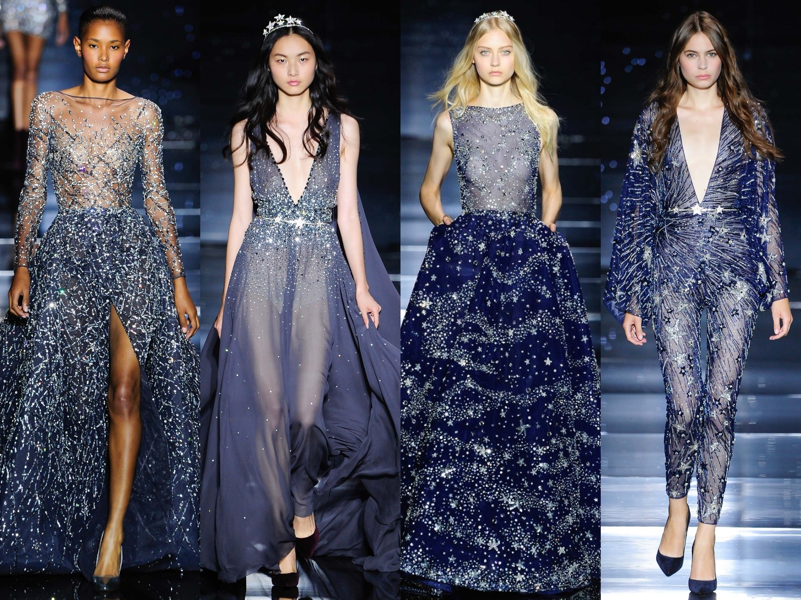 美得令人屏息的祖海·慕拉蓝色系高定礼服:把璀璨星河穿在身上