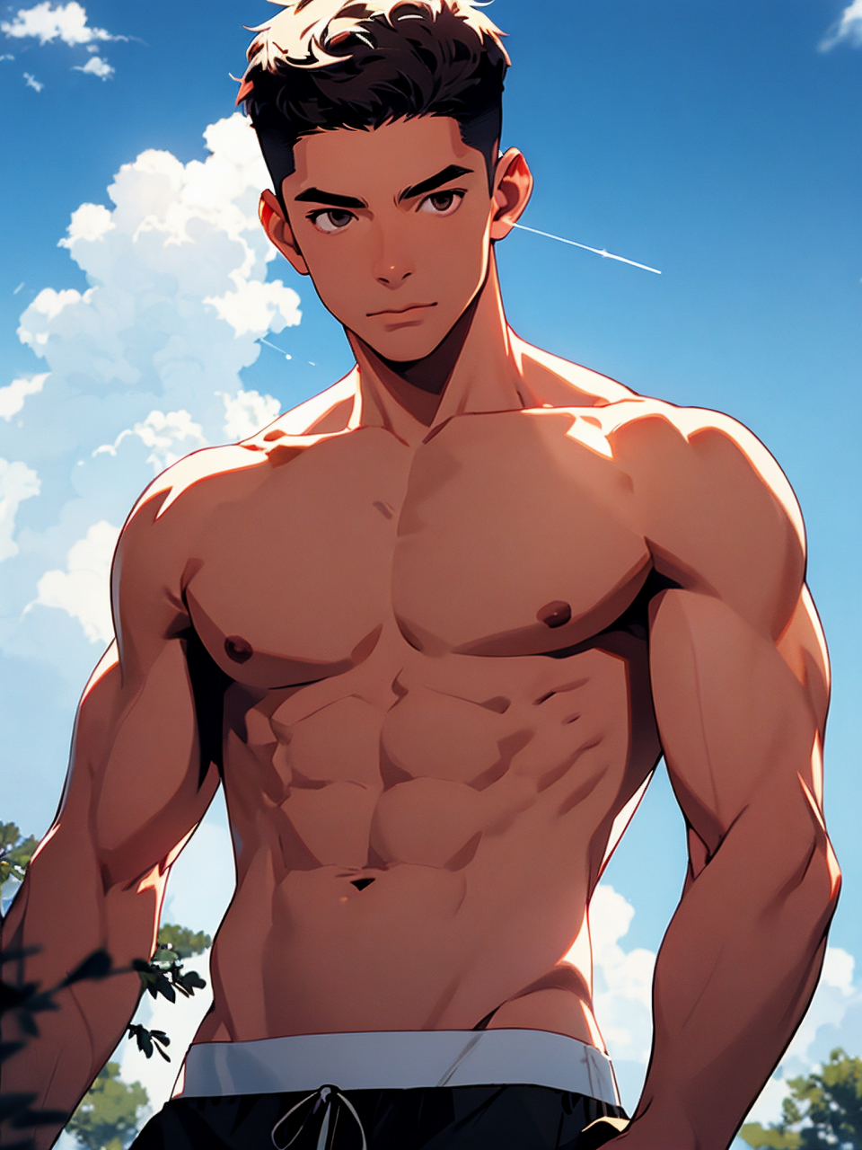 你的阳光腹肌男孩#ai绘画# #动漫头像和壁纸# #腹肌