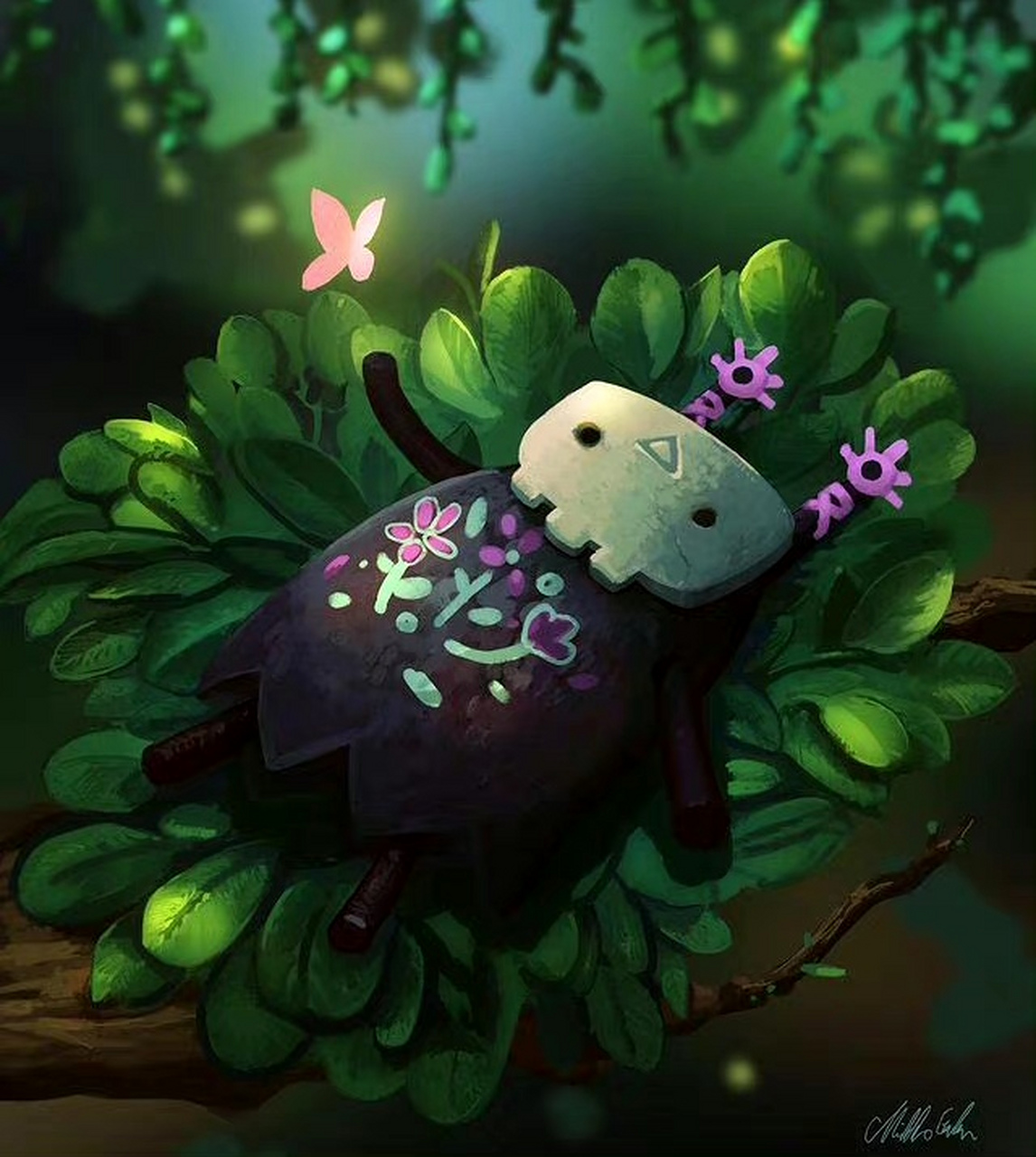 一组奇幻生物插画欣赏,展现了精灵与自然和谐相处的画面.