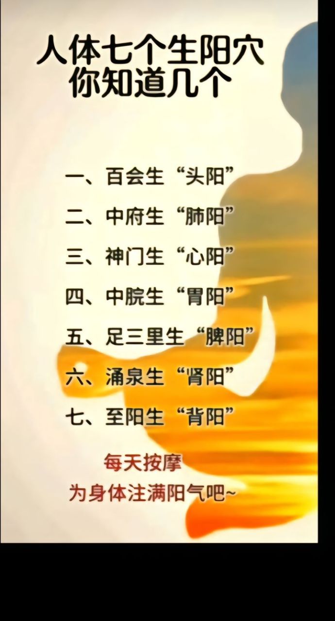 人体七大升阳穴,你知道几个?[走你]