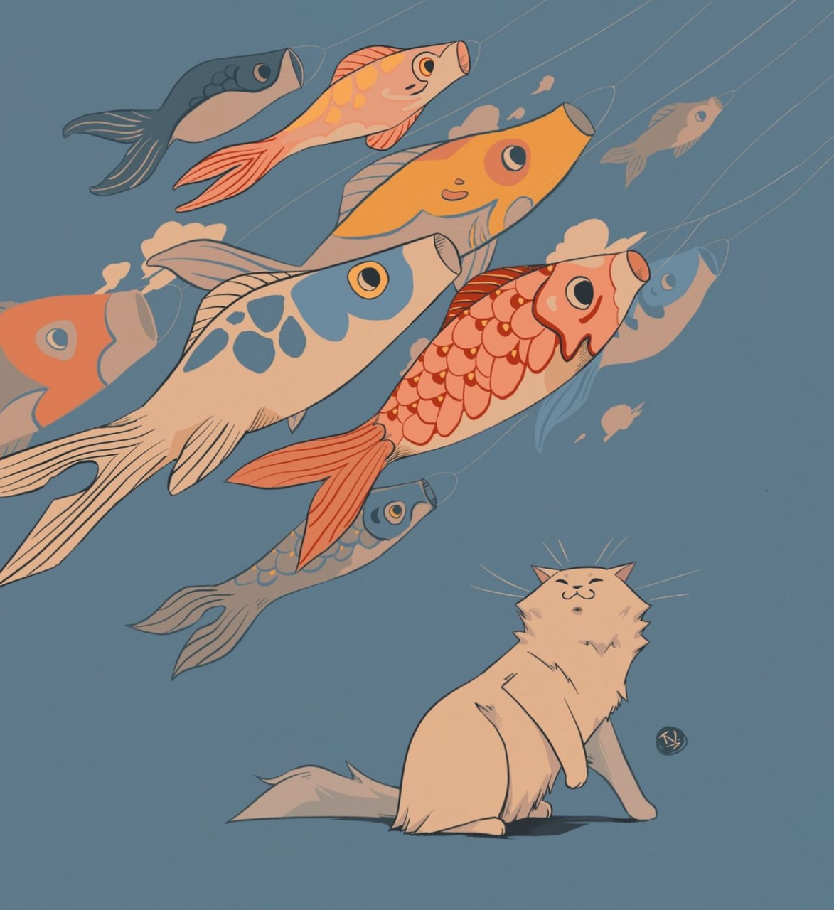 画师tessa nelissen绘画作品欣赏,描绘了可爱的猫咪,并且将它们与有趣