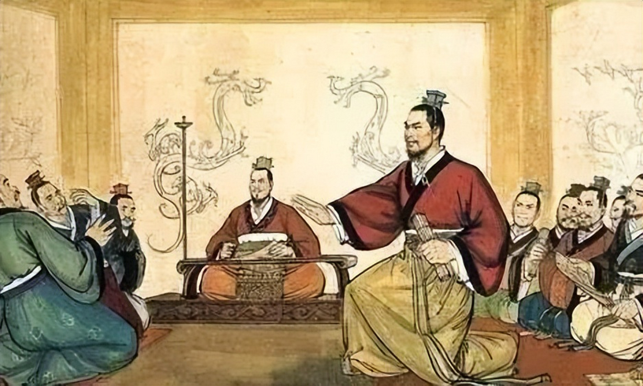 智宣子想立长子智瑶为继承人,族人智果反对,理由是智瑶"缺德",不如