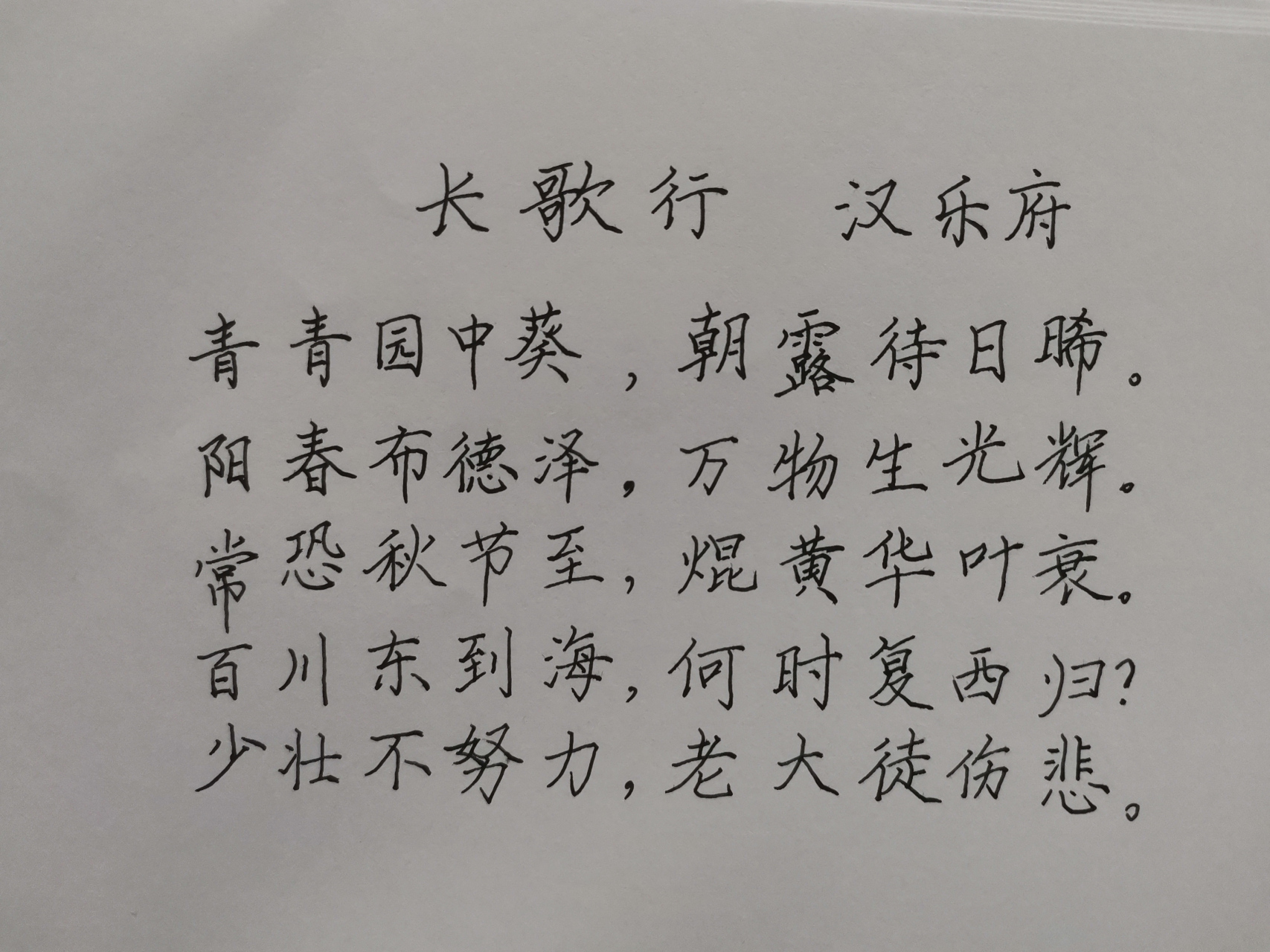 艺术# 手写《长歌行》,朝着理想书法技艺继续努力,还是有很多地方