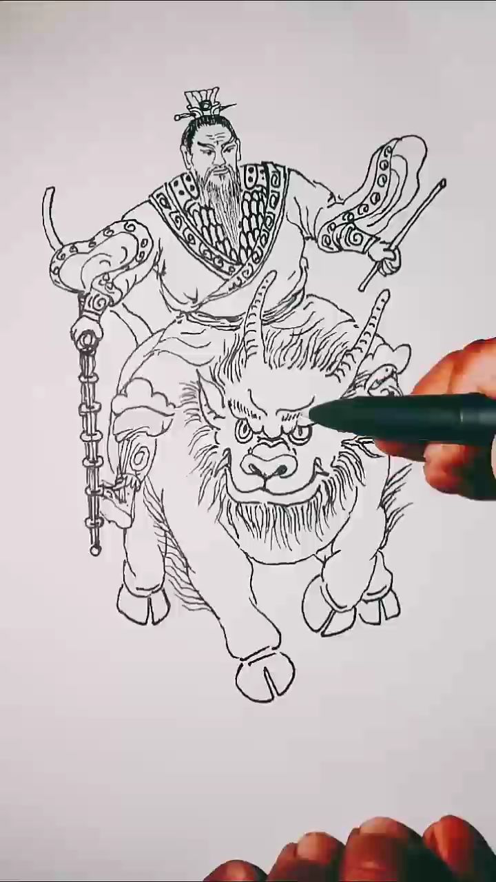 白描画封神演义人物秀