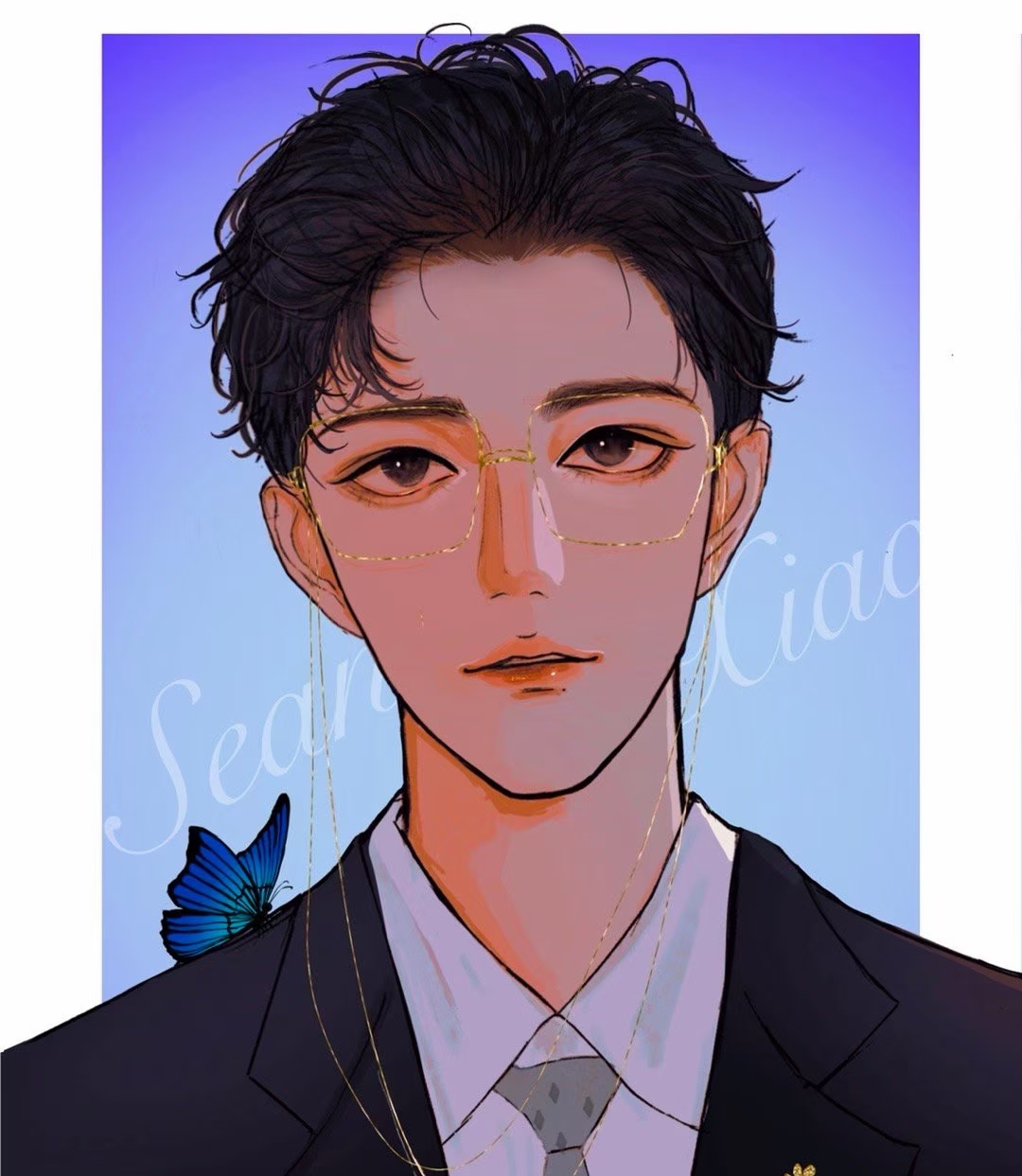 肖战王一博漫画证件照:爱了爱了