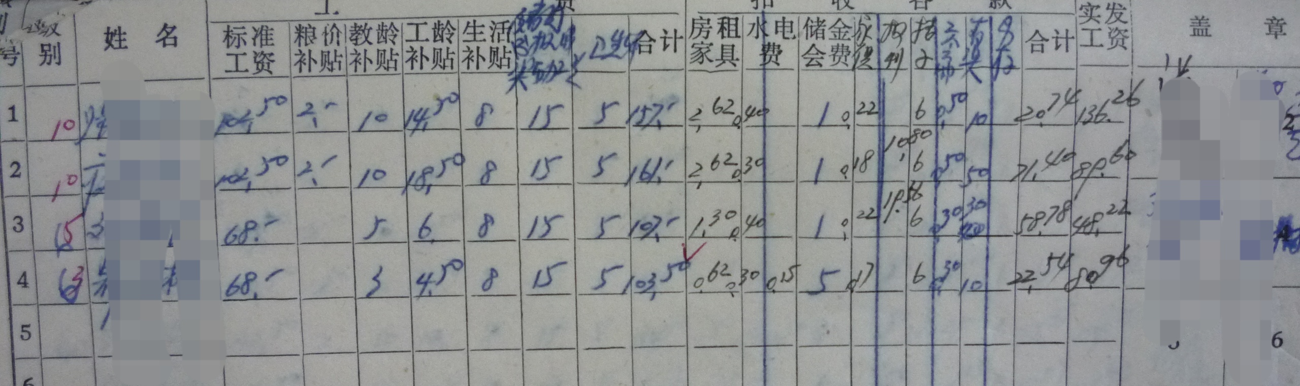 上世纪八十年代的工资条