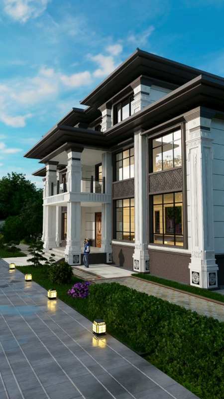 豪华五开间新中式三层别墅设计图纸#农村别墅设计效果图 #农村别墅