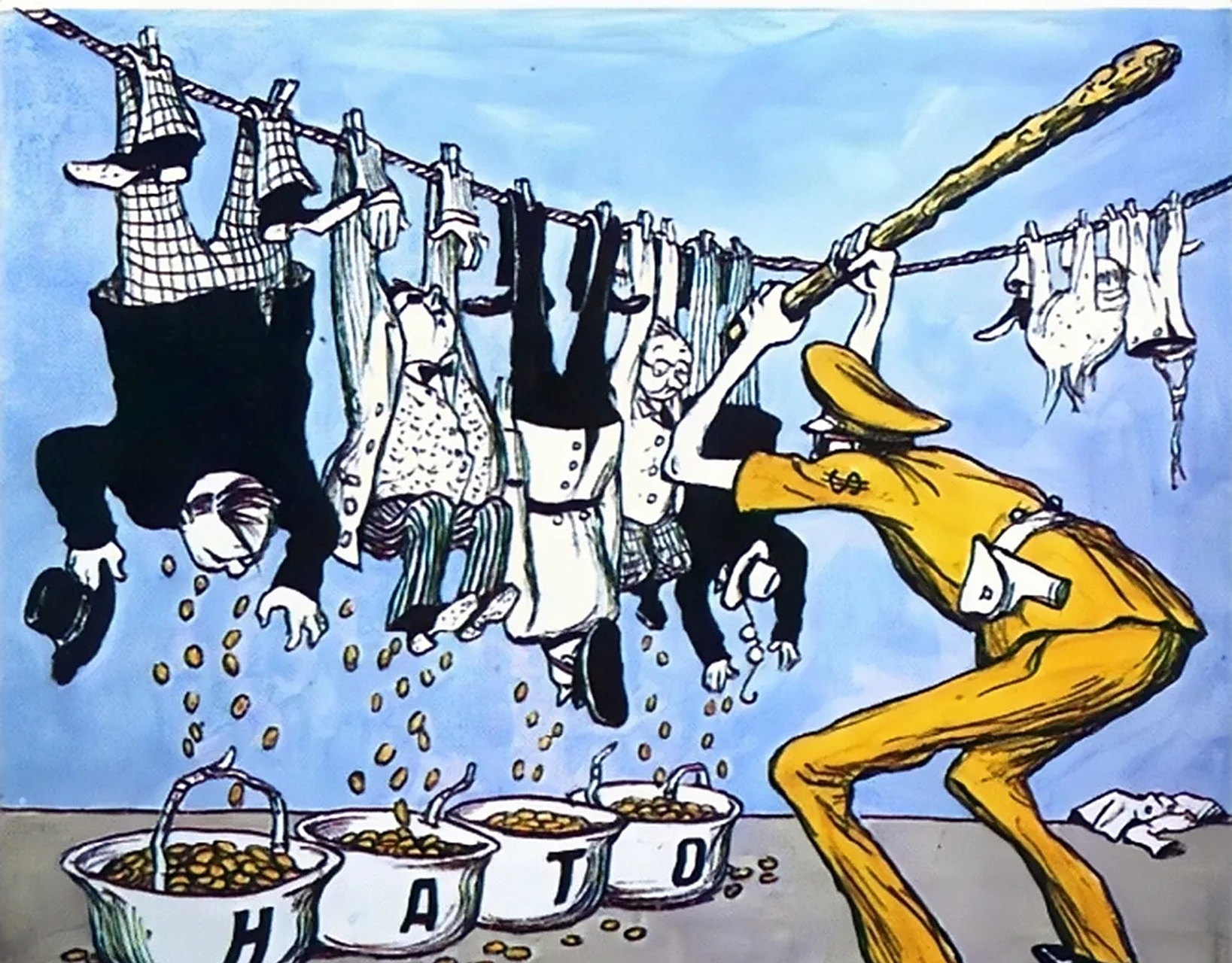 这是1979年,美苏冷战时期,苏联创作的一幅漫画.