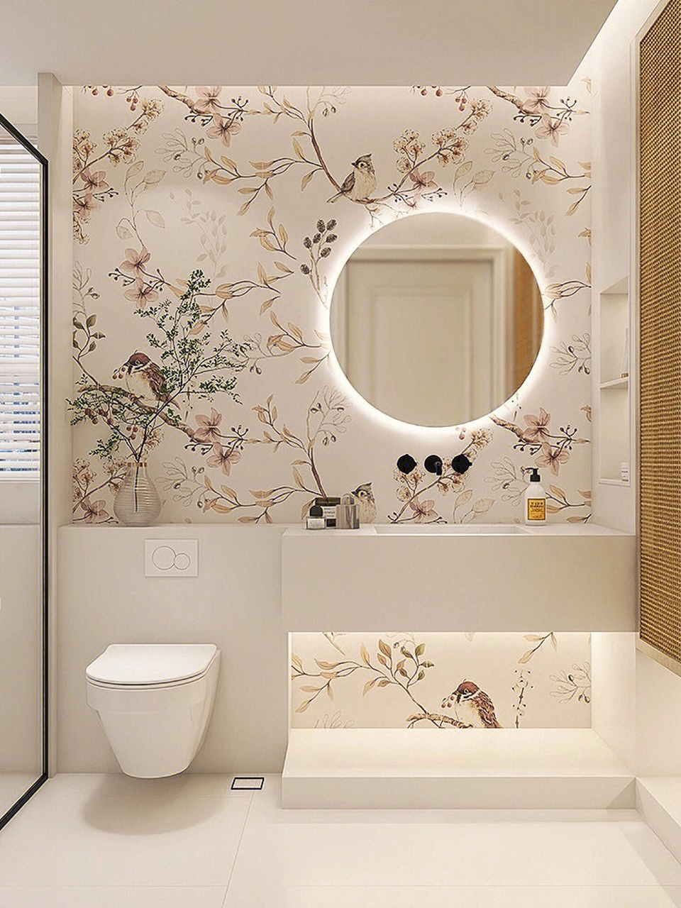 轻法式卫生间瓷砖墙砖 燕子壁纸花砖 仿植物拼花瓷砖 浴室洗手间瓷砖