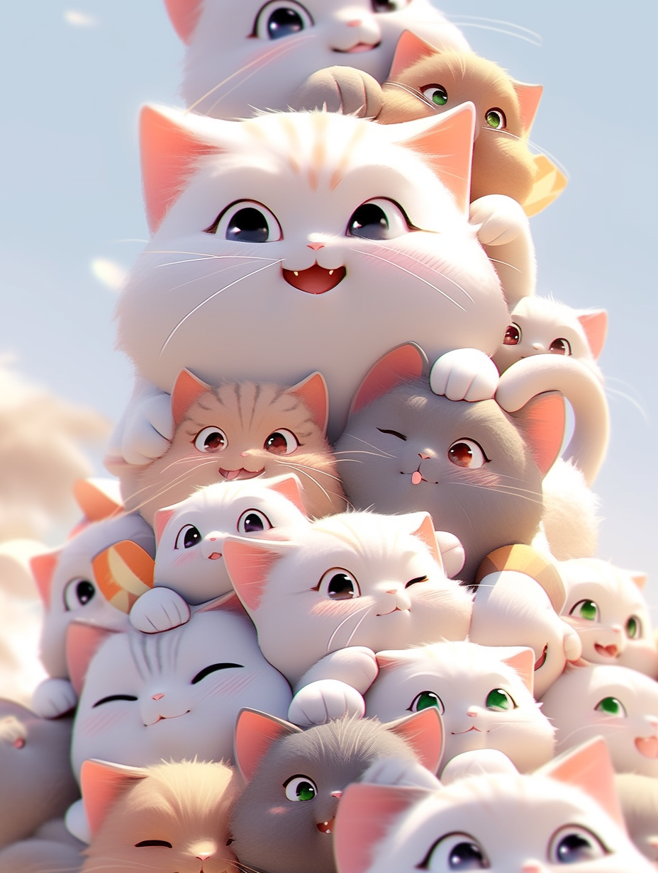 可爱猫咪叠叠乐头像壁纸背景图