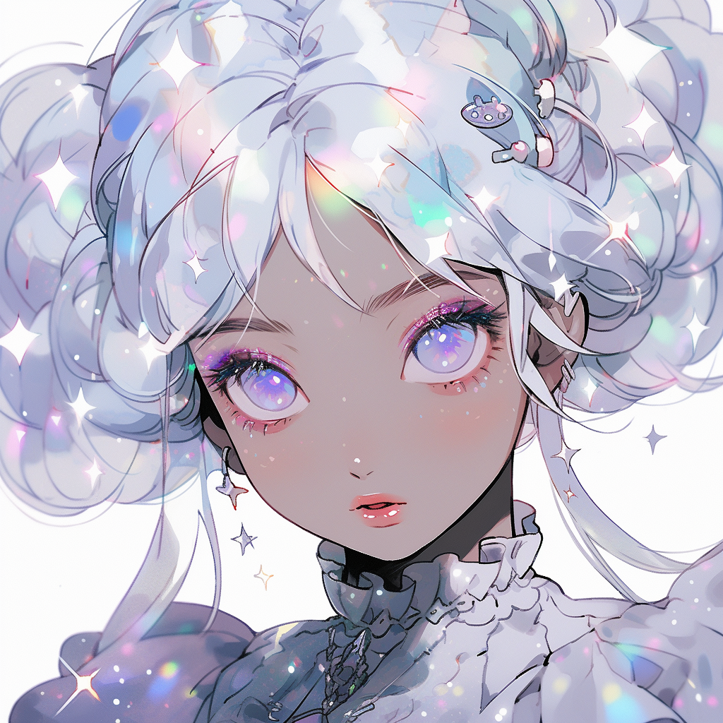 一组银发少女头像