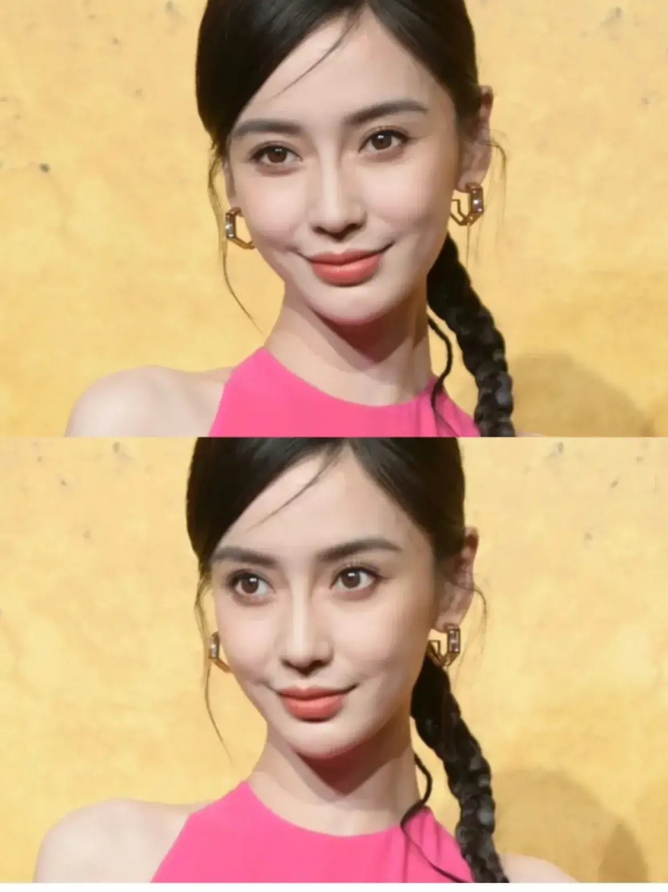 angela baby杨颖芬迪活动生图,美是真的美,就是眼睛总瞪着,微笑唇不管