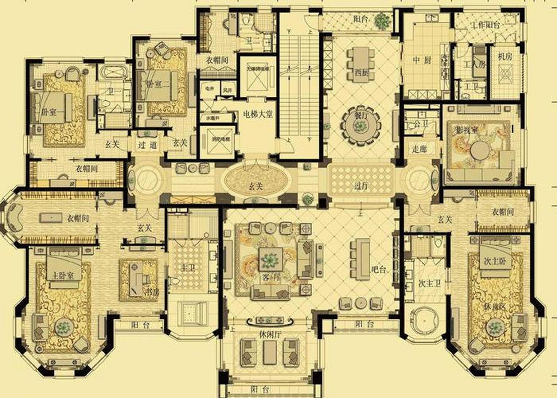 总会有一种完美的大平层户型,直接打动你的内心,因为华丽的客厅,因为