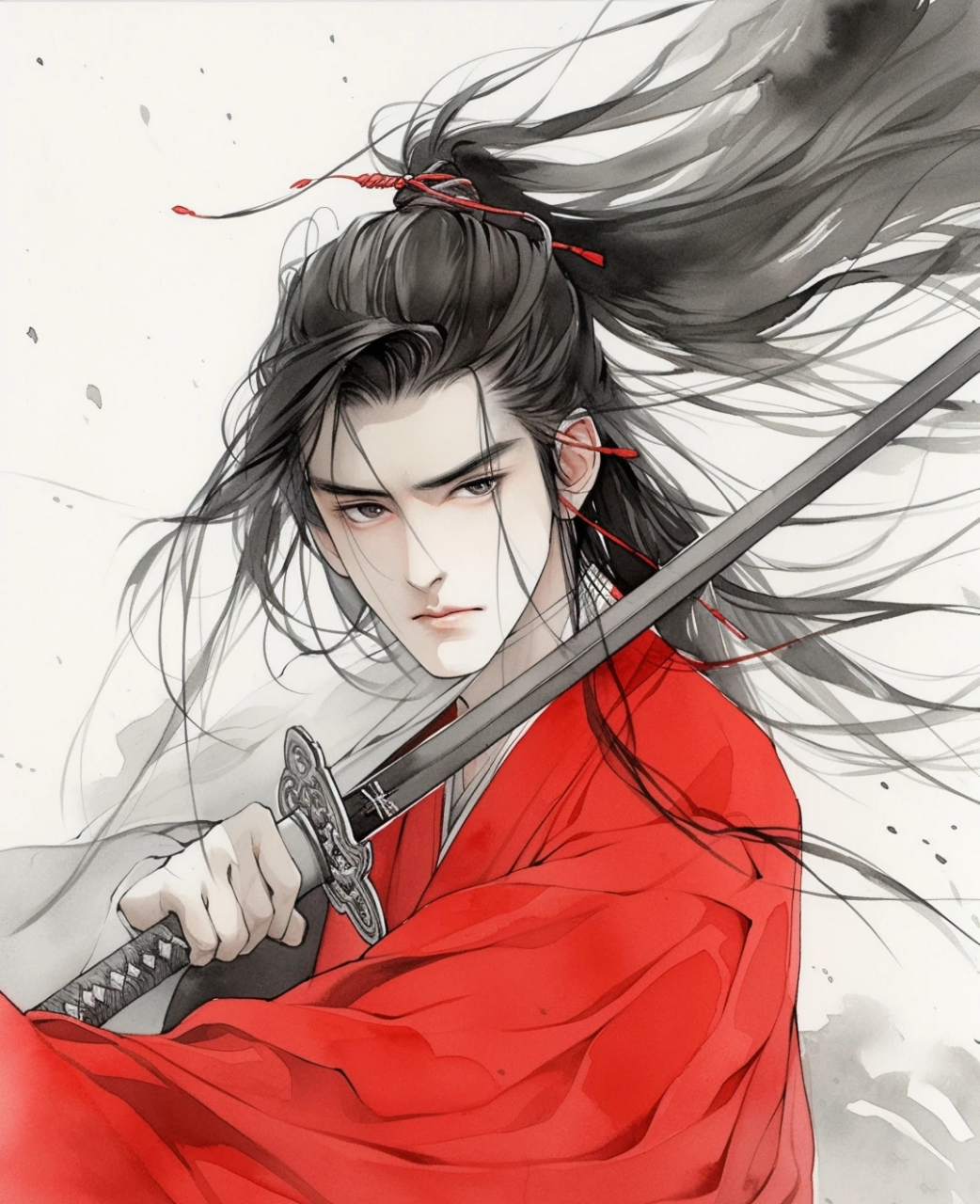 红衣少侠,手执一剑闯荡江湖,氛围感绝了!