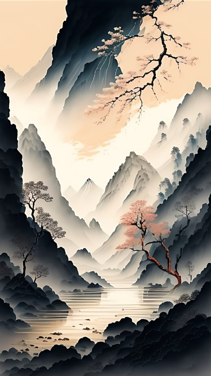 古朴,淡雅,怡然的诗意水墨画