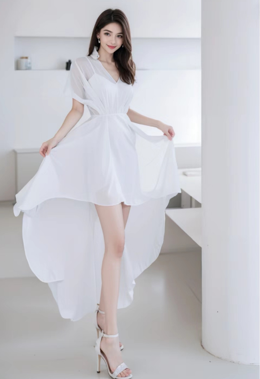 白色连衣裙气质淑女穿搭