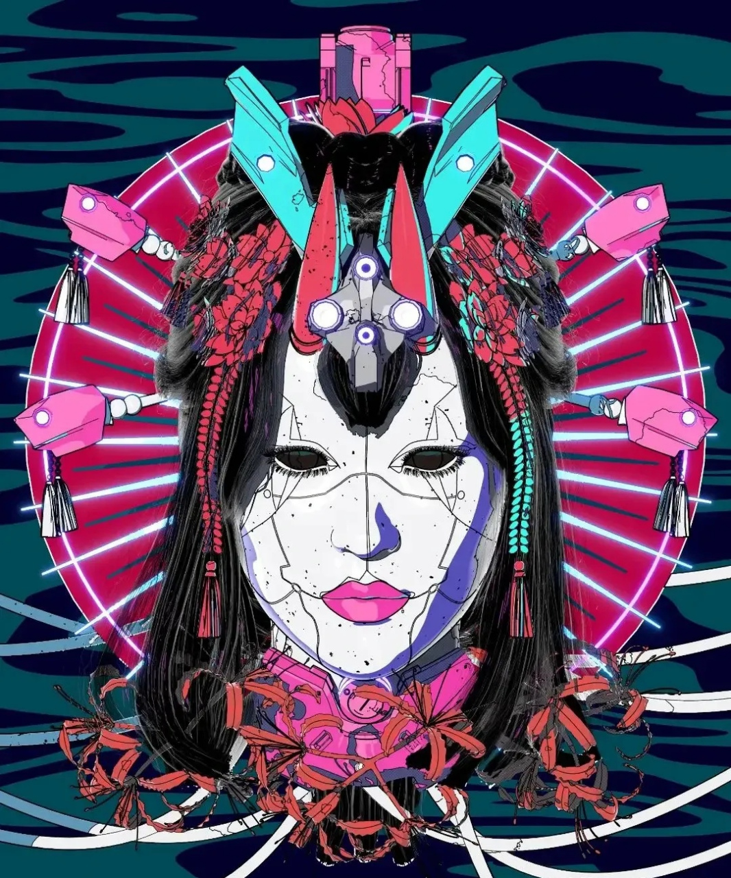 一组赛博朋克风格机械角色插画欣赏,有攻壳机动队的感觉.