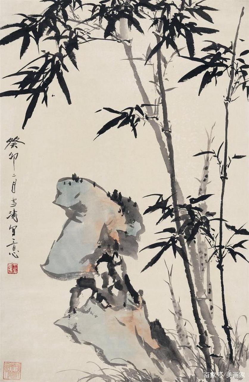 王雪涛国画竹子欣赏,王雪涛先生善于用双钩填色法画竹,[鲜花][鲜花]