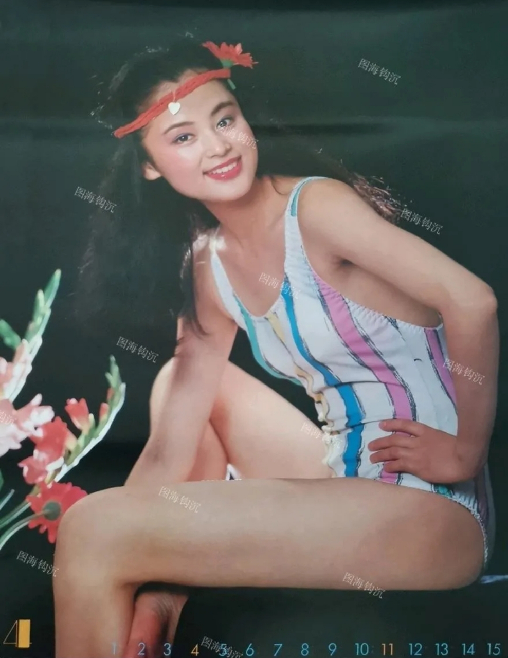 上世纪90年代,影坛大美女陈红的泳装照片.