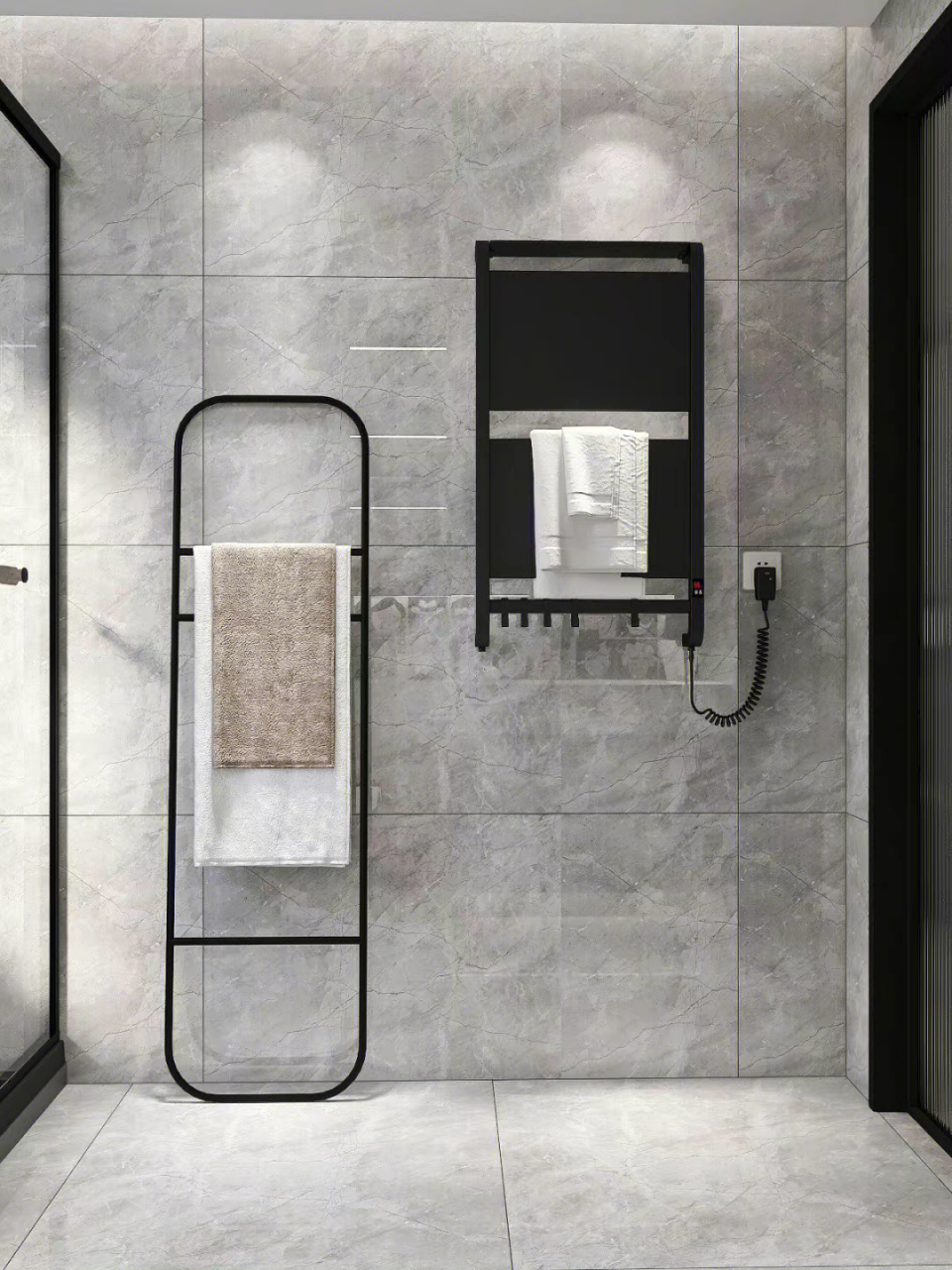 4平米的黑白灰现代卫生间设计!