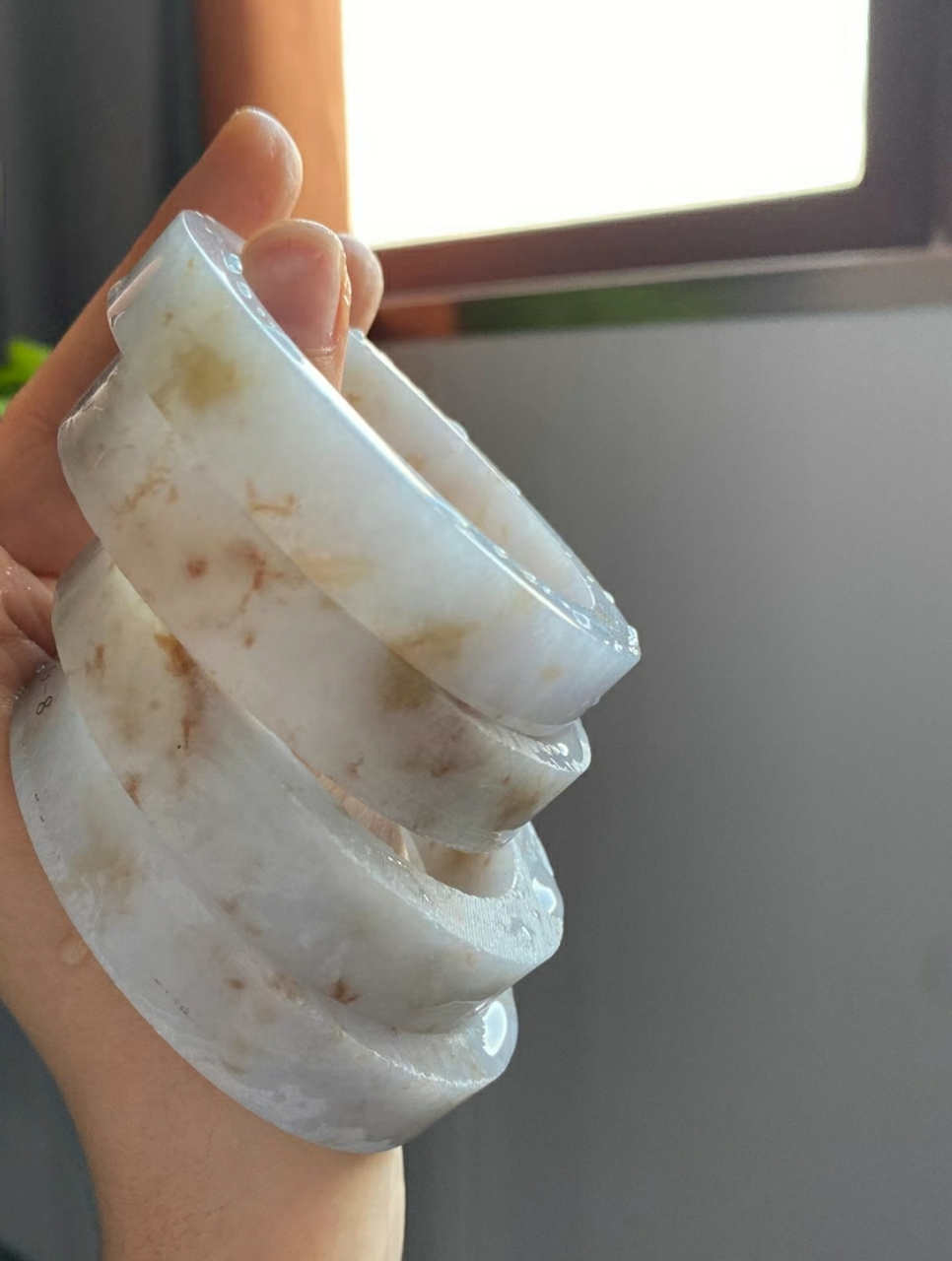 洒金桂花糕特色手镯#翡翠