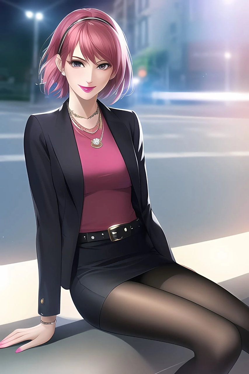 黑丝腿控短发秘书职业装