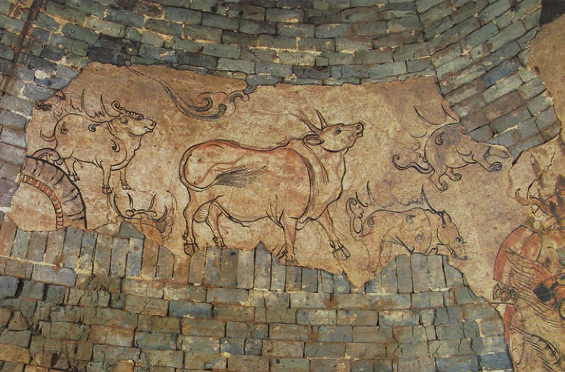 二十八宿图局部.北齐,山西太原娄睿墓墓顶壁画 #传统文化# #壁画