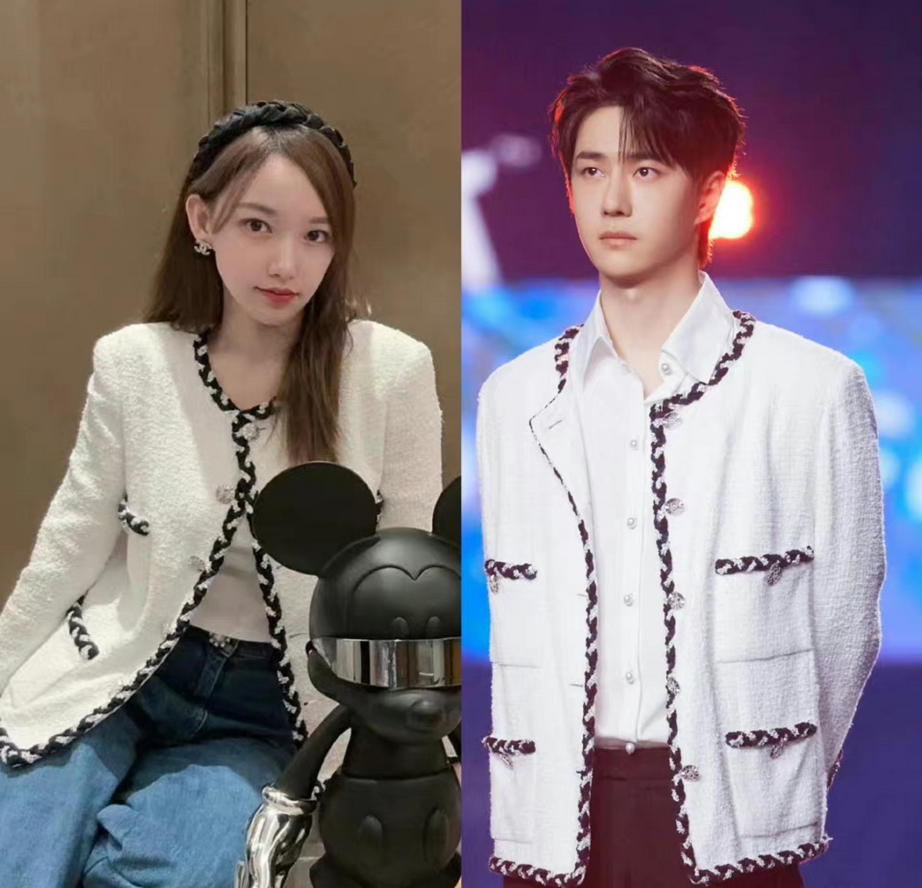 王一博和陈潇不是第一次穿同款,感觉一博穿女装,气质没输