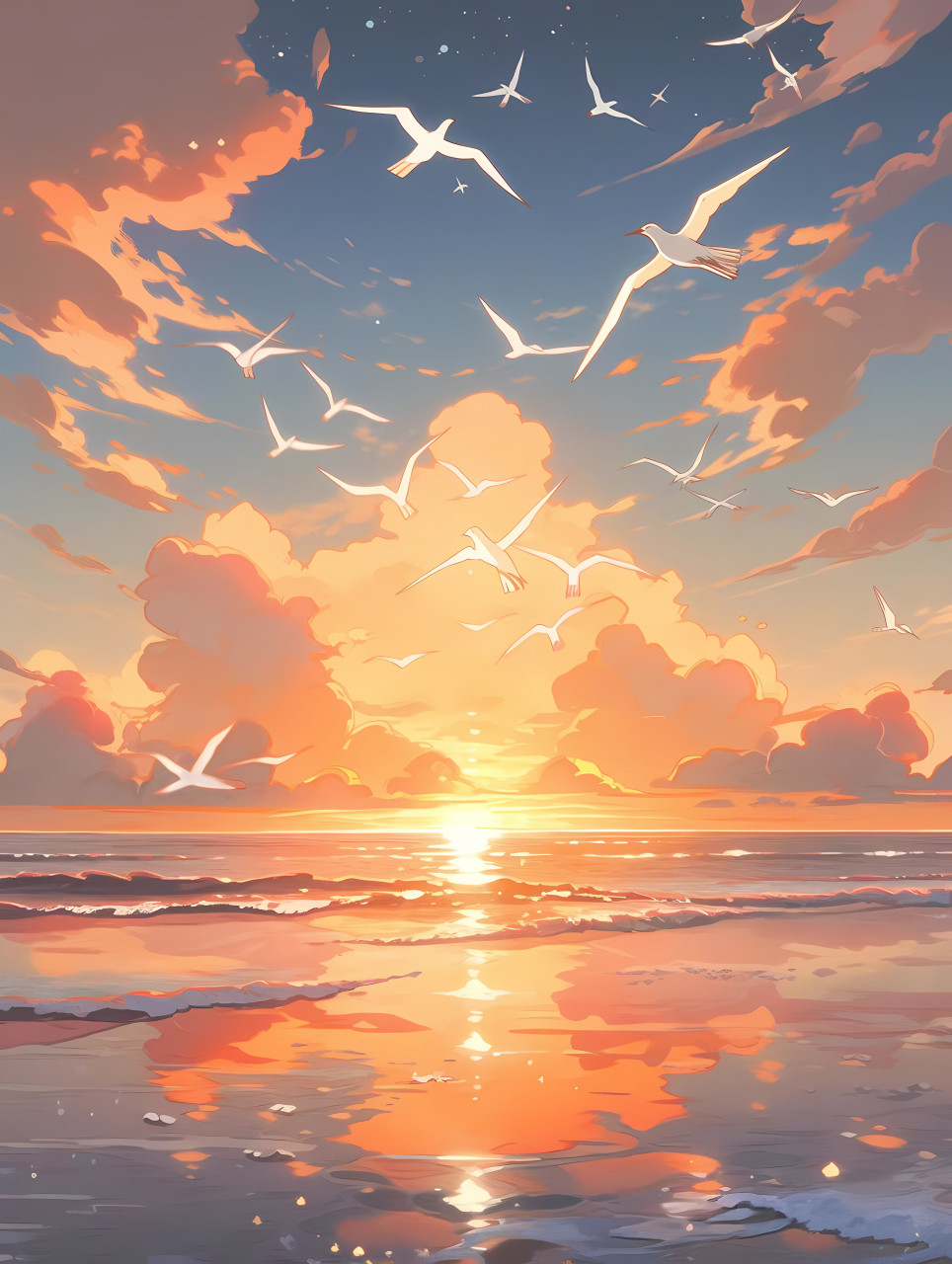 想和你一起去看海边日出 #二次元# #ai共创计划# #ai绘画