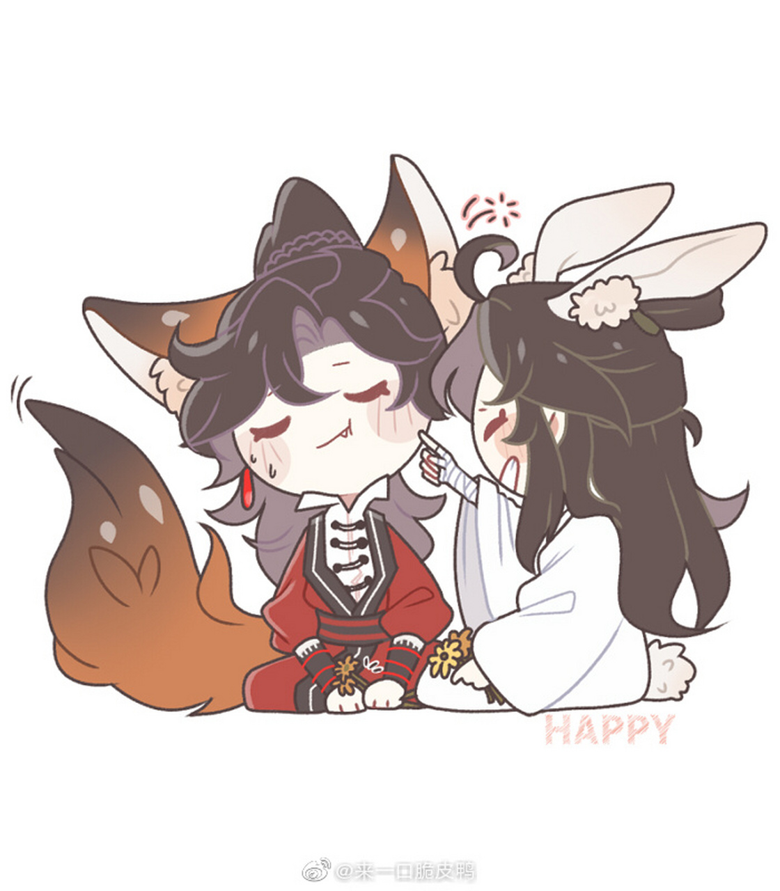 天官赐福#花怜 天哪,狐狸花和兔子怜,太可爱了!