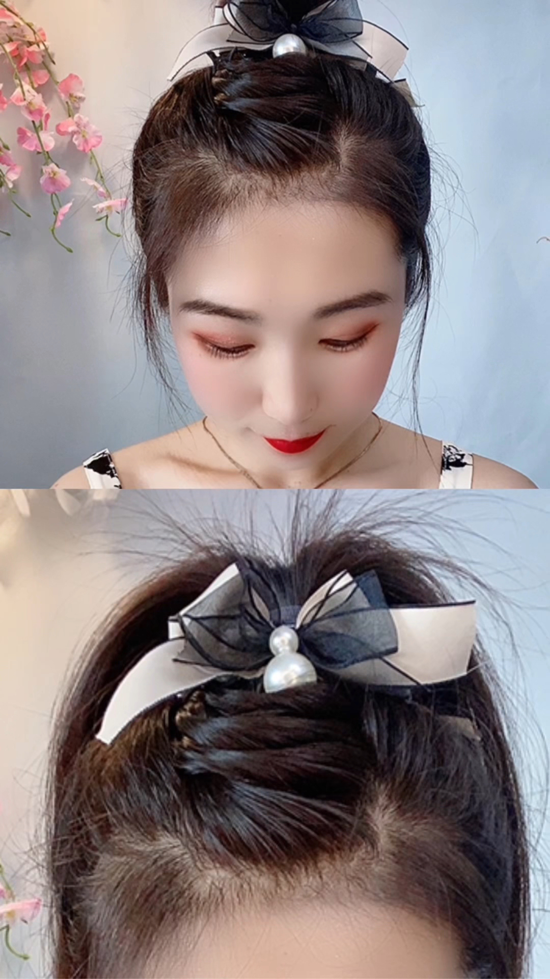 头顶蓬松丸子头