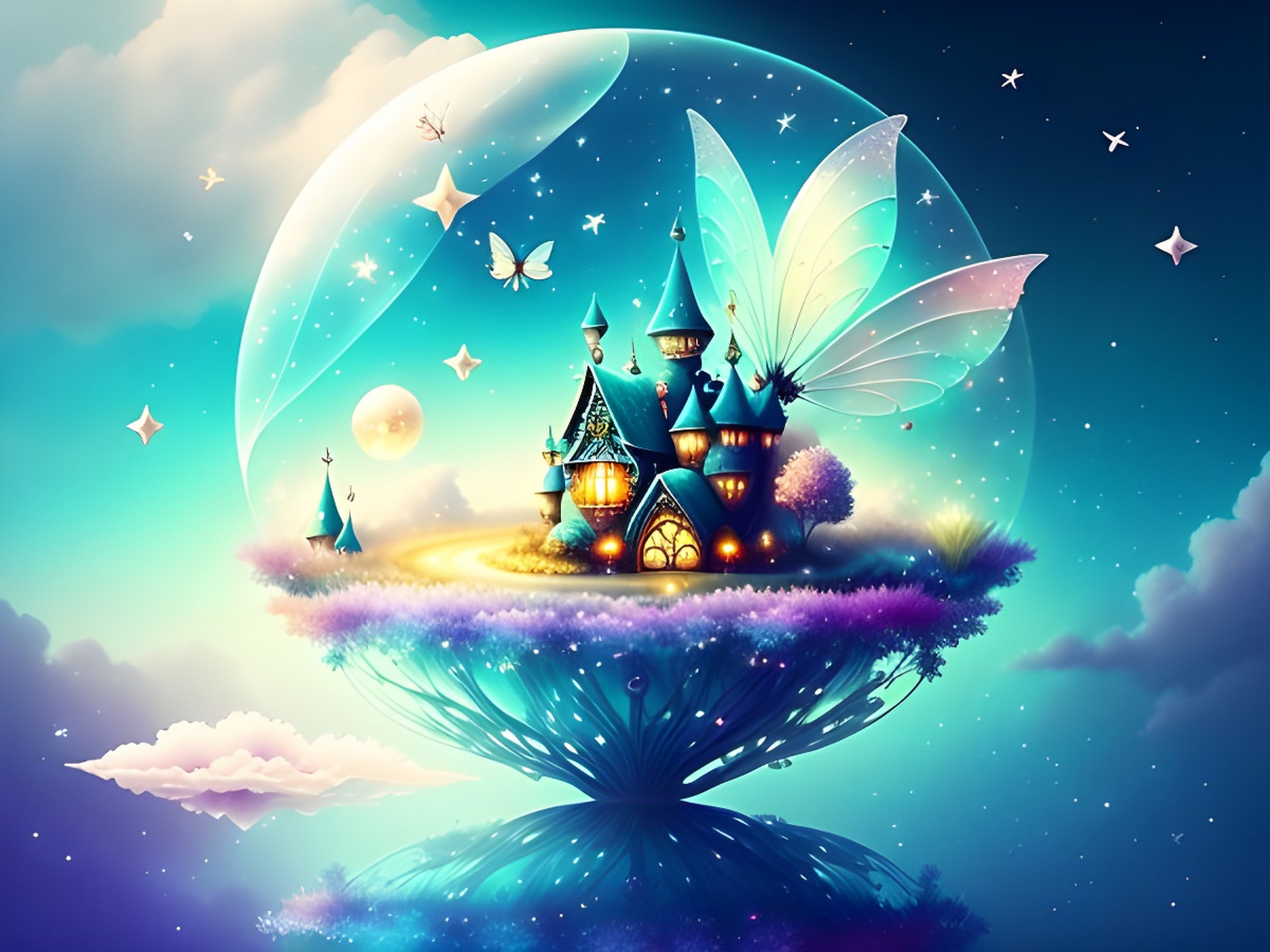 梦幻仙境壁纸[比心] #二次元美图#  #治愈系风景#  #百度ai绘图黑科技