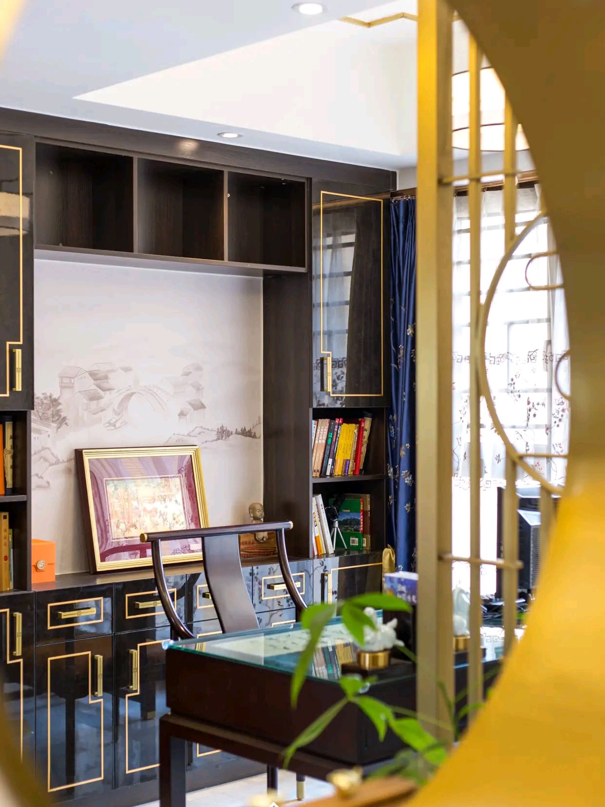开放式的新中式书房,敞亮大气,人见人夸