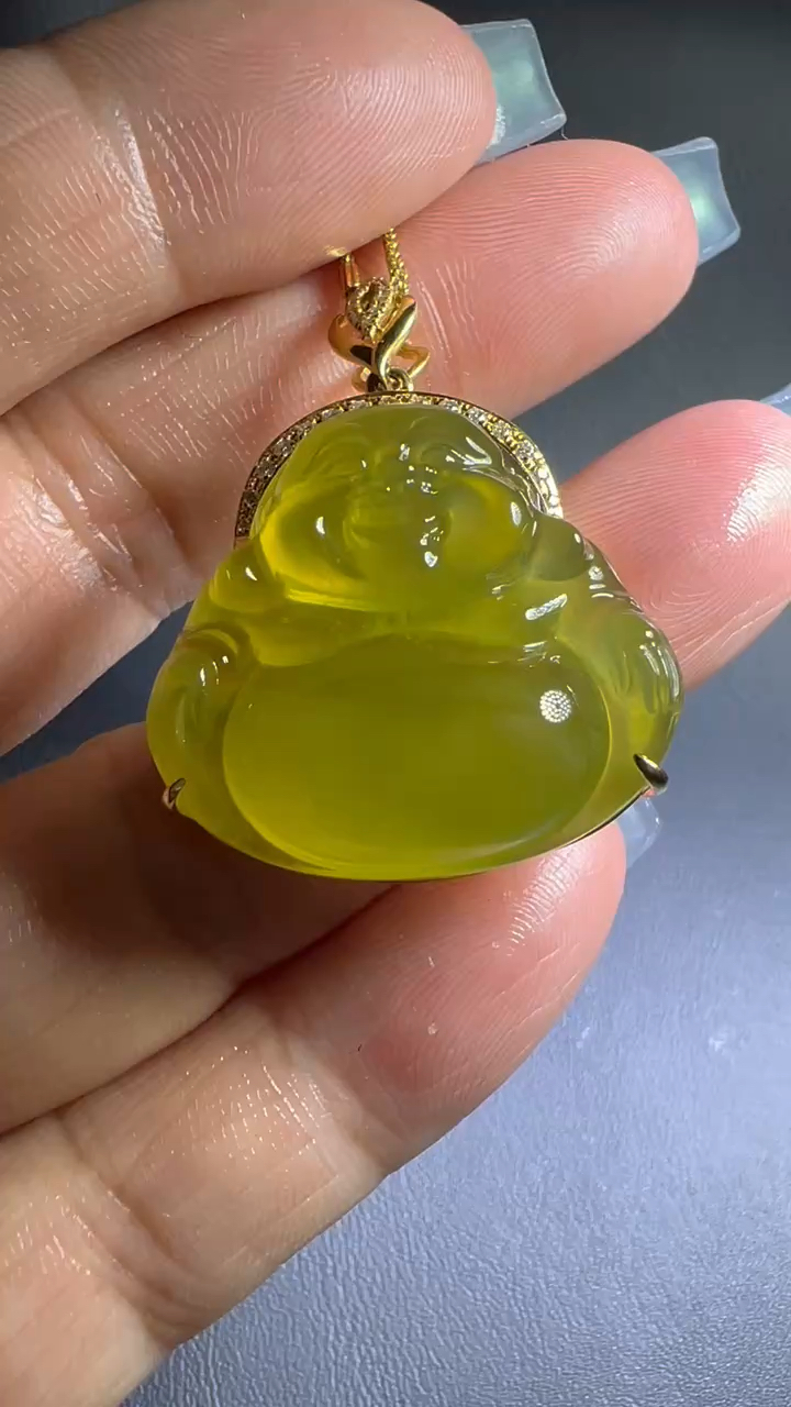 18k金镶嵌金翠玉黄料佛公