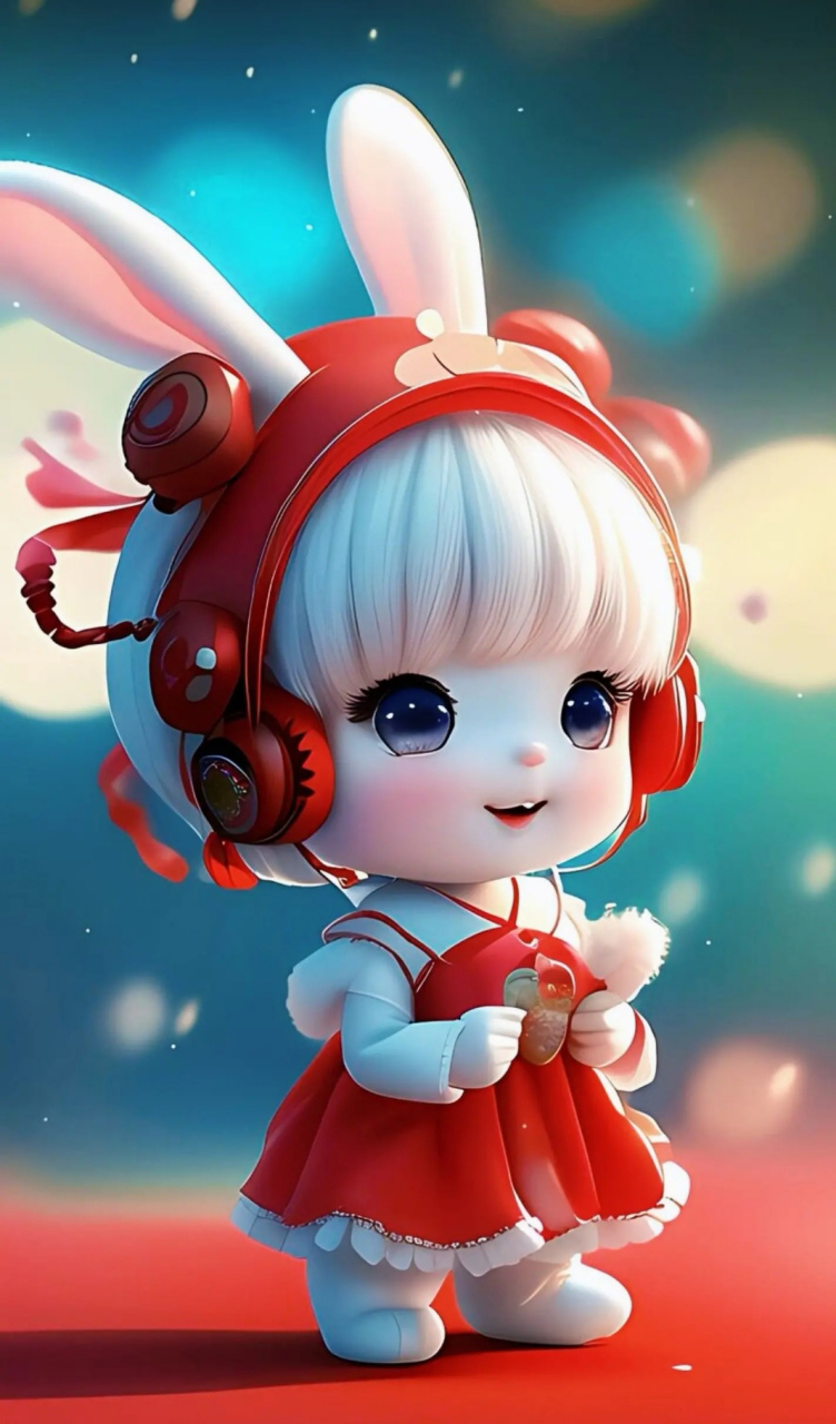 戴着耳麦的可爱萌图