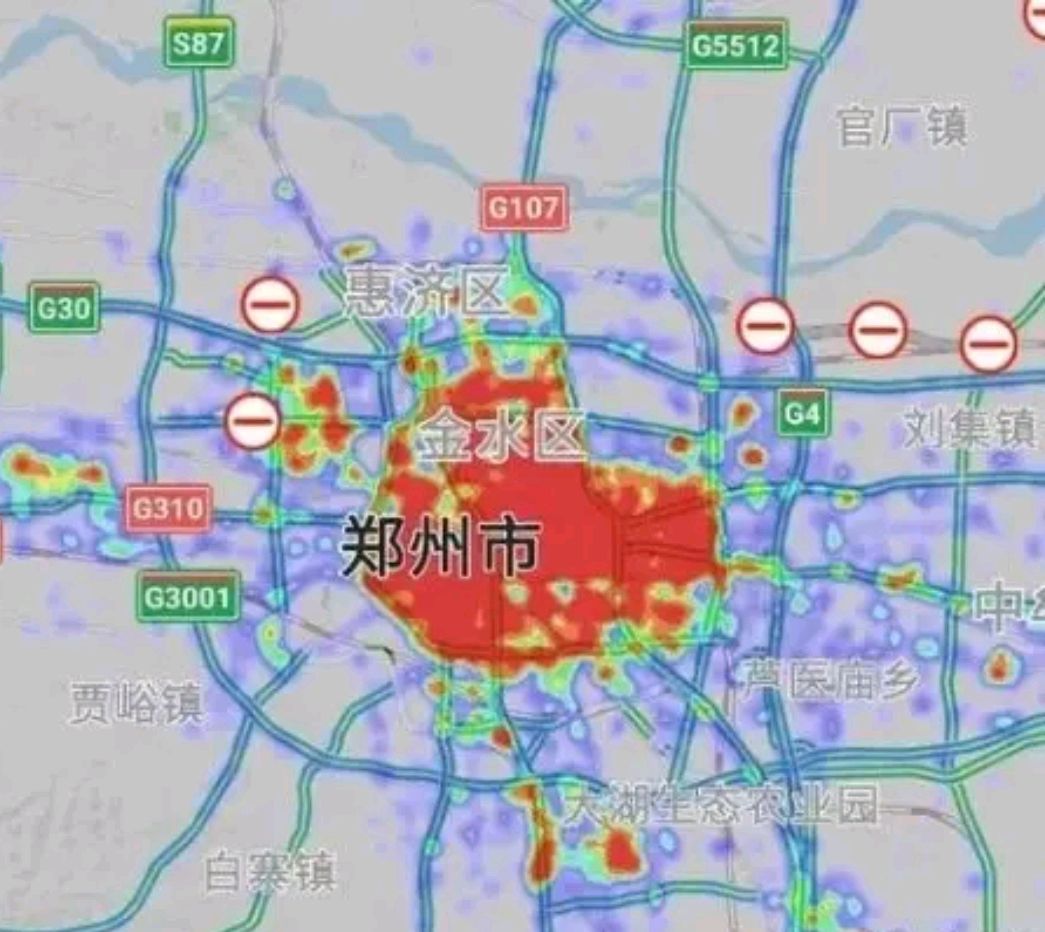 同一比例尺下西安和郑州,看热力图差距有点大