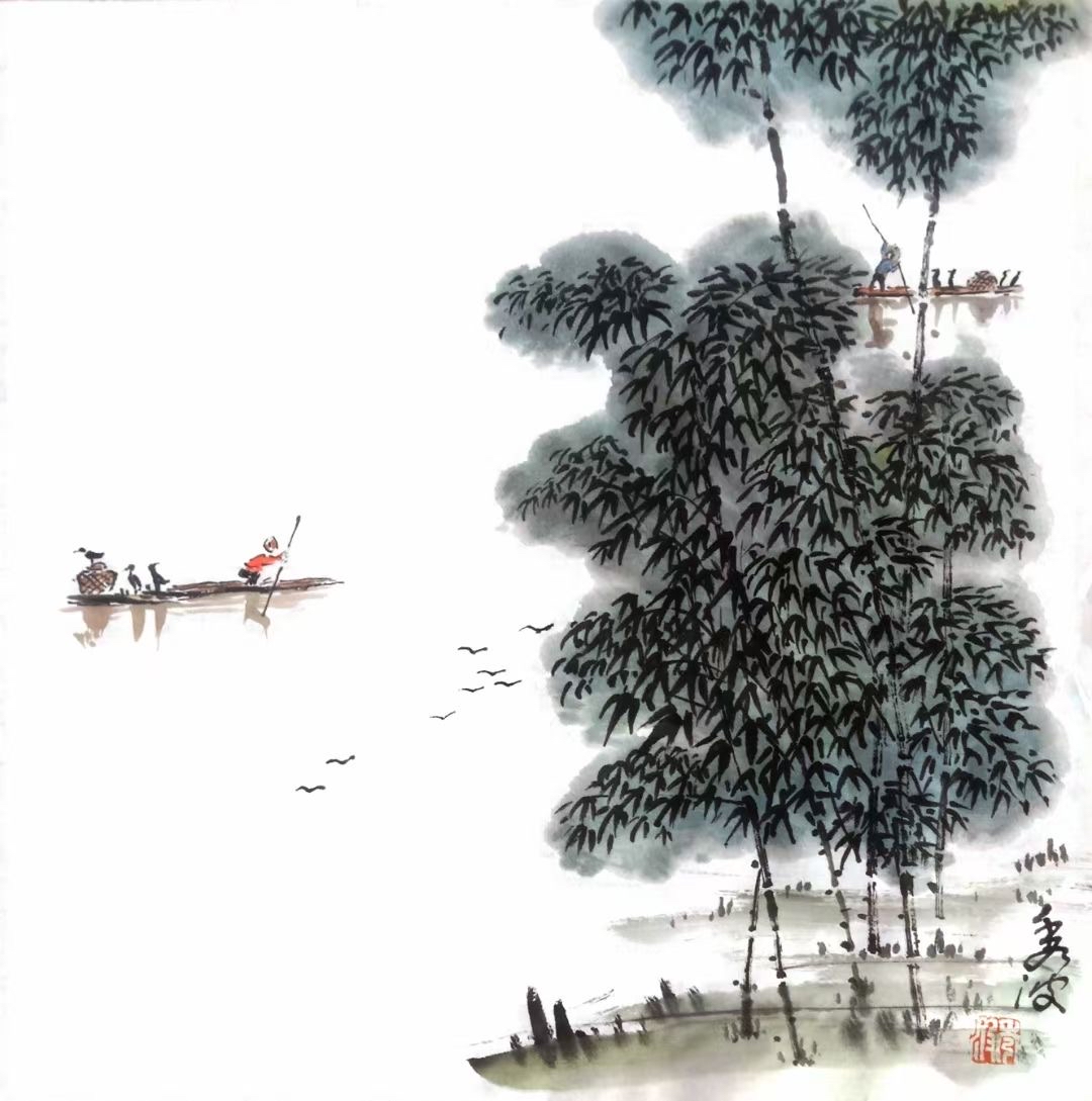 于秀波写意国画留白给人以无限的现象空间,画面唯美,直抒胸臆