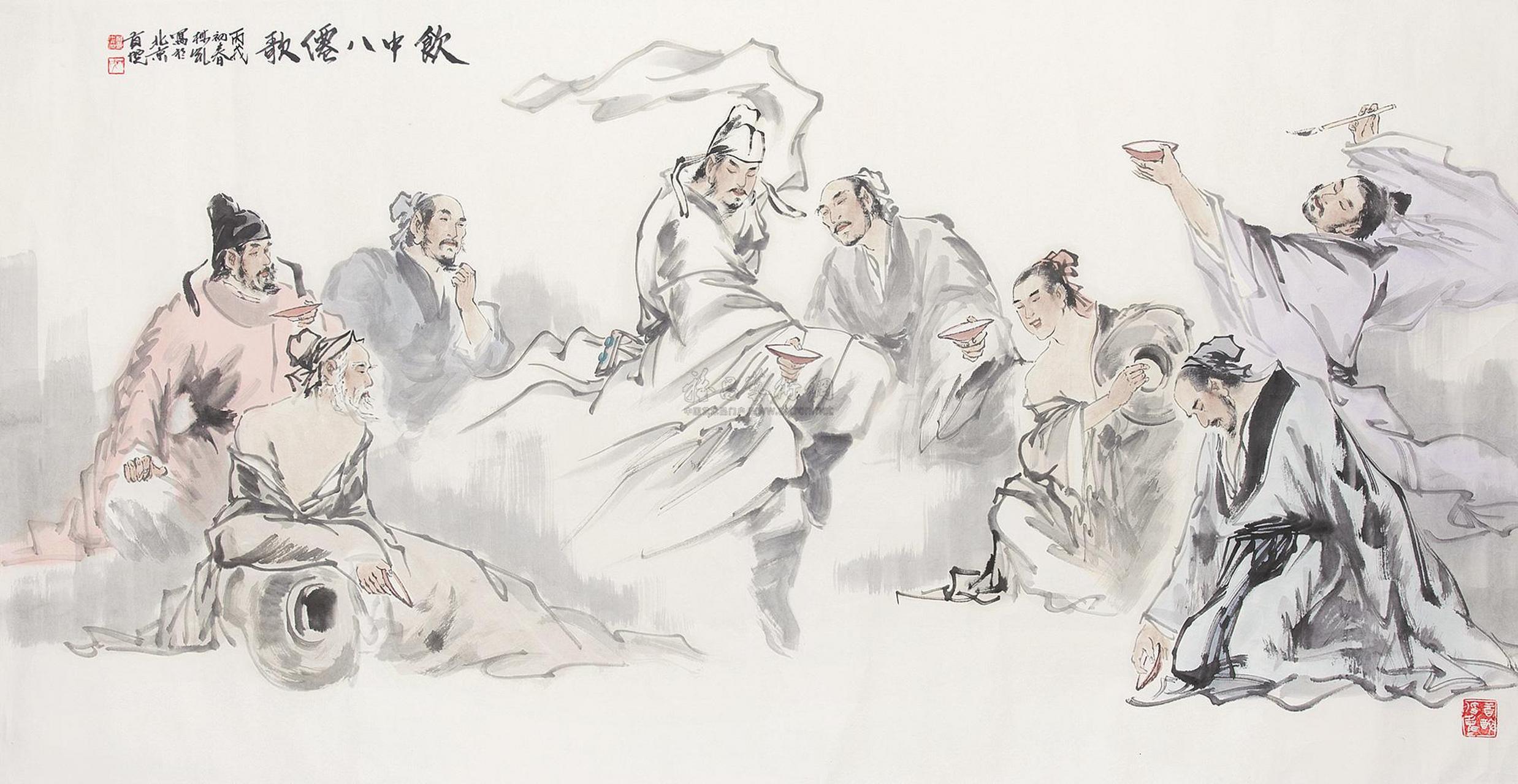 杜甫饮中八仙歌中八个人物均爱酒如名,喝酒各有千秋.